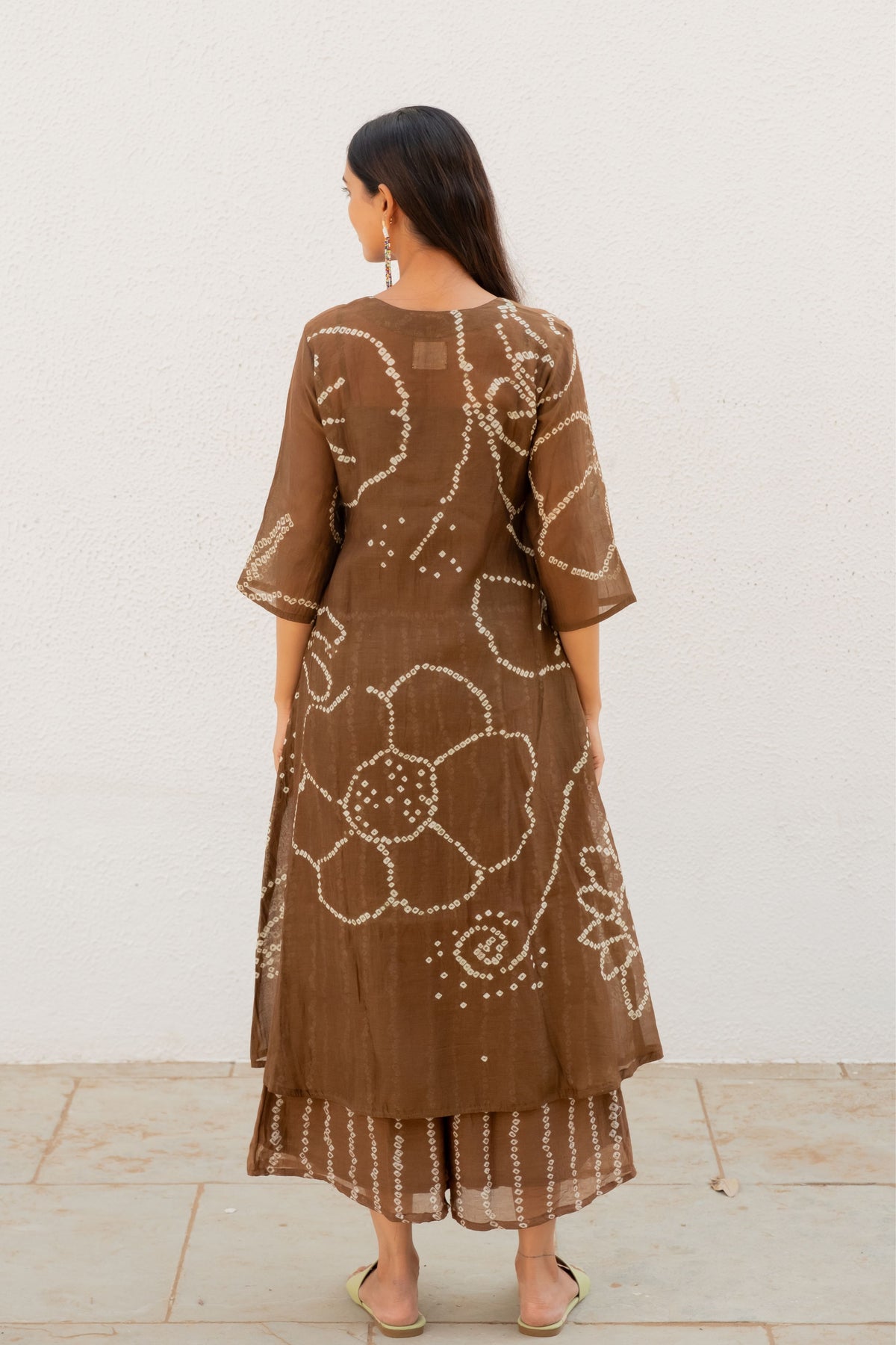 Rosewood Bandhani Kurta With Slip