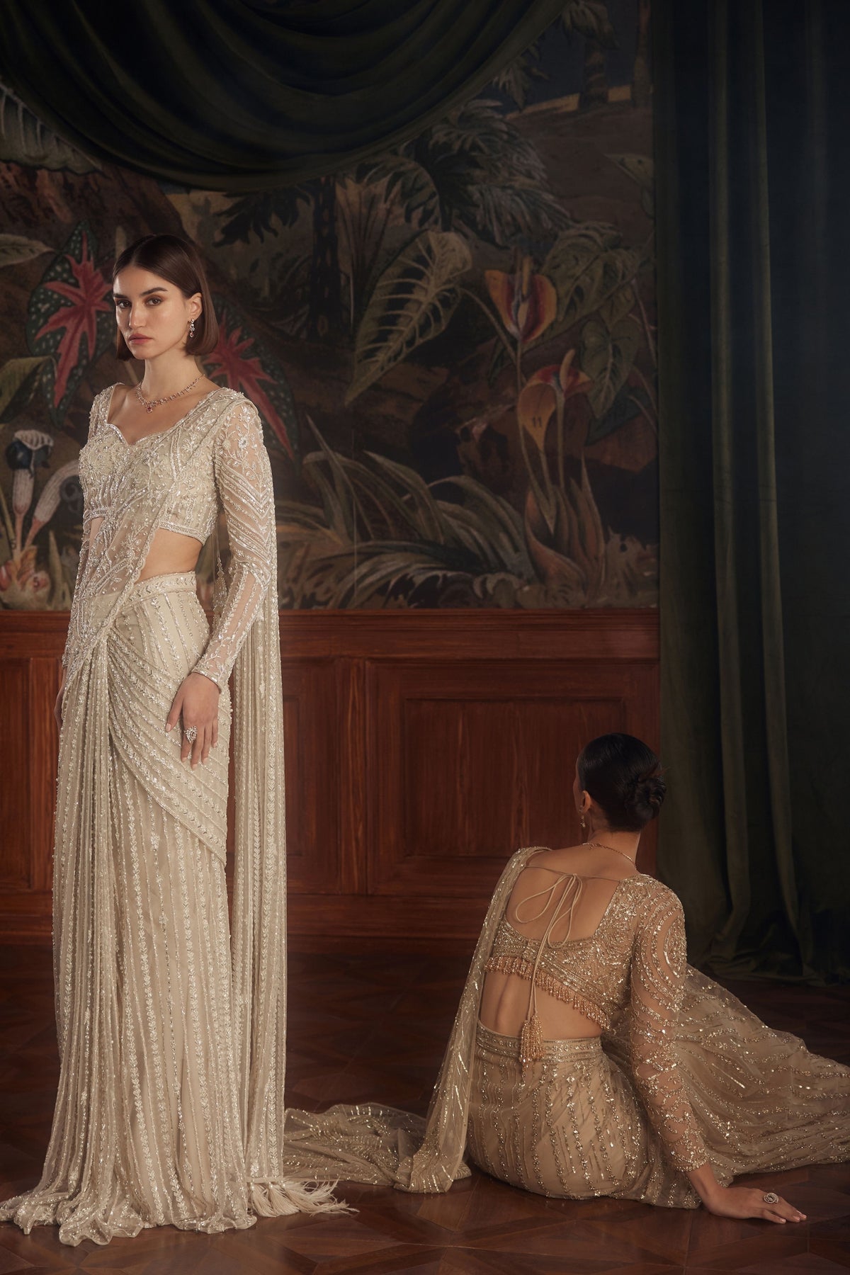 Centaurus Ivory Draped Saree