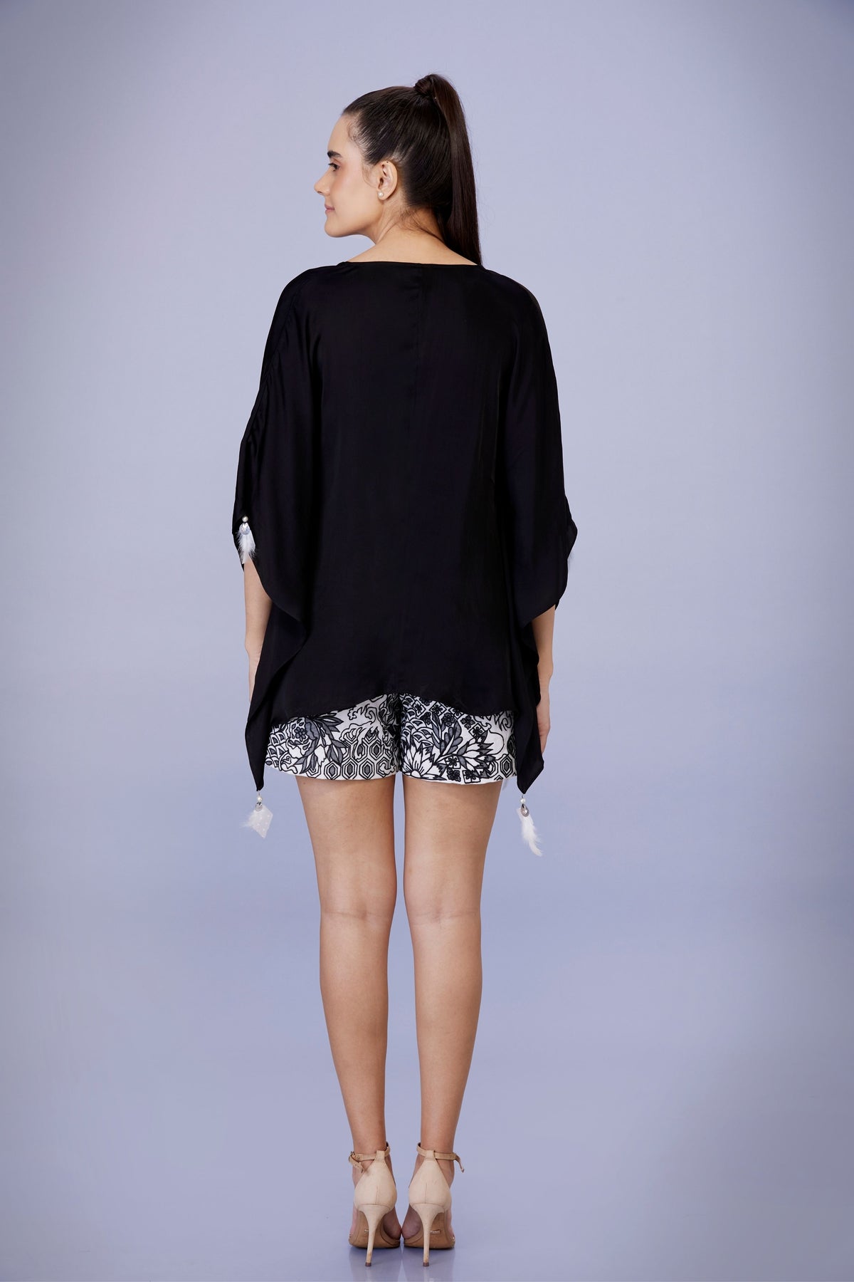 Black Kaftan With Silver Tassels