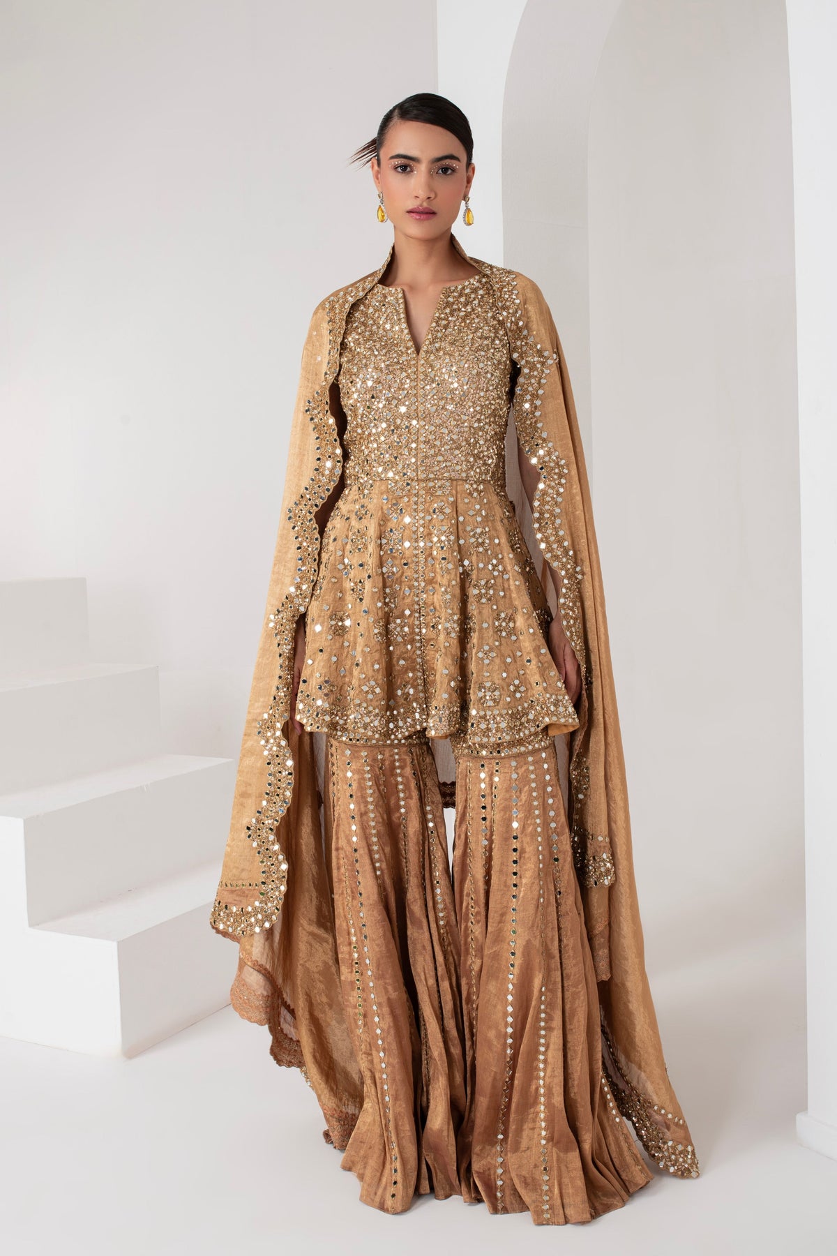 Gold Embellished Sharara Set