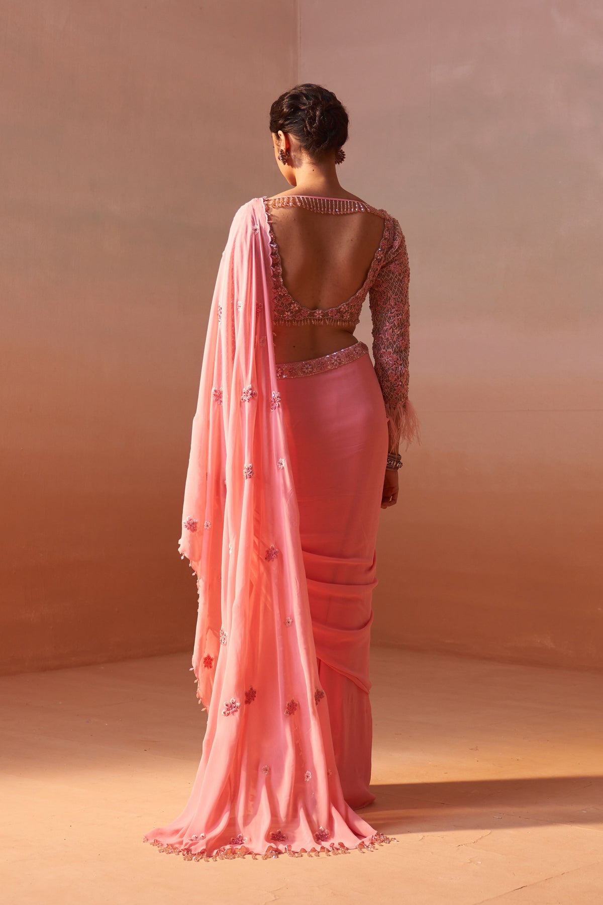 Pink Draped Saree