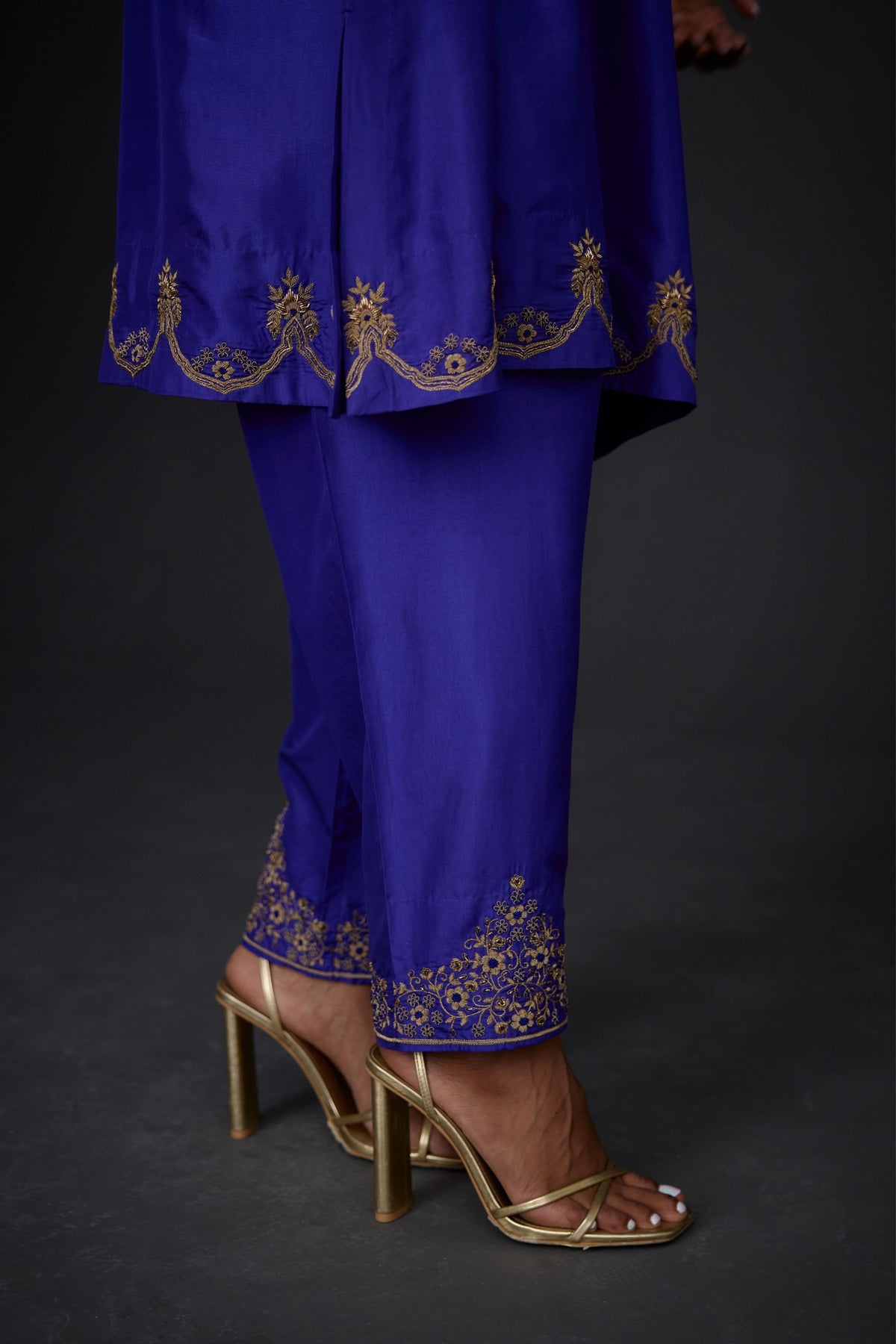 Persian Blue  Embroidered Tunic &amp; Trouser Set