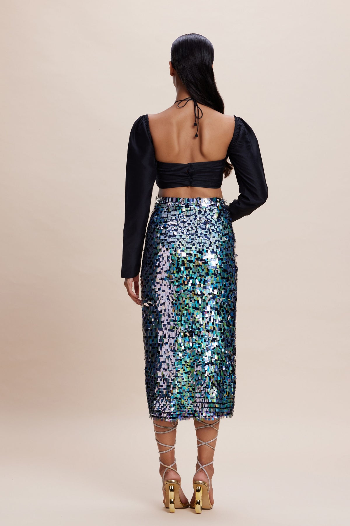 Blingy Slit Skirt Set