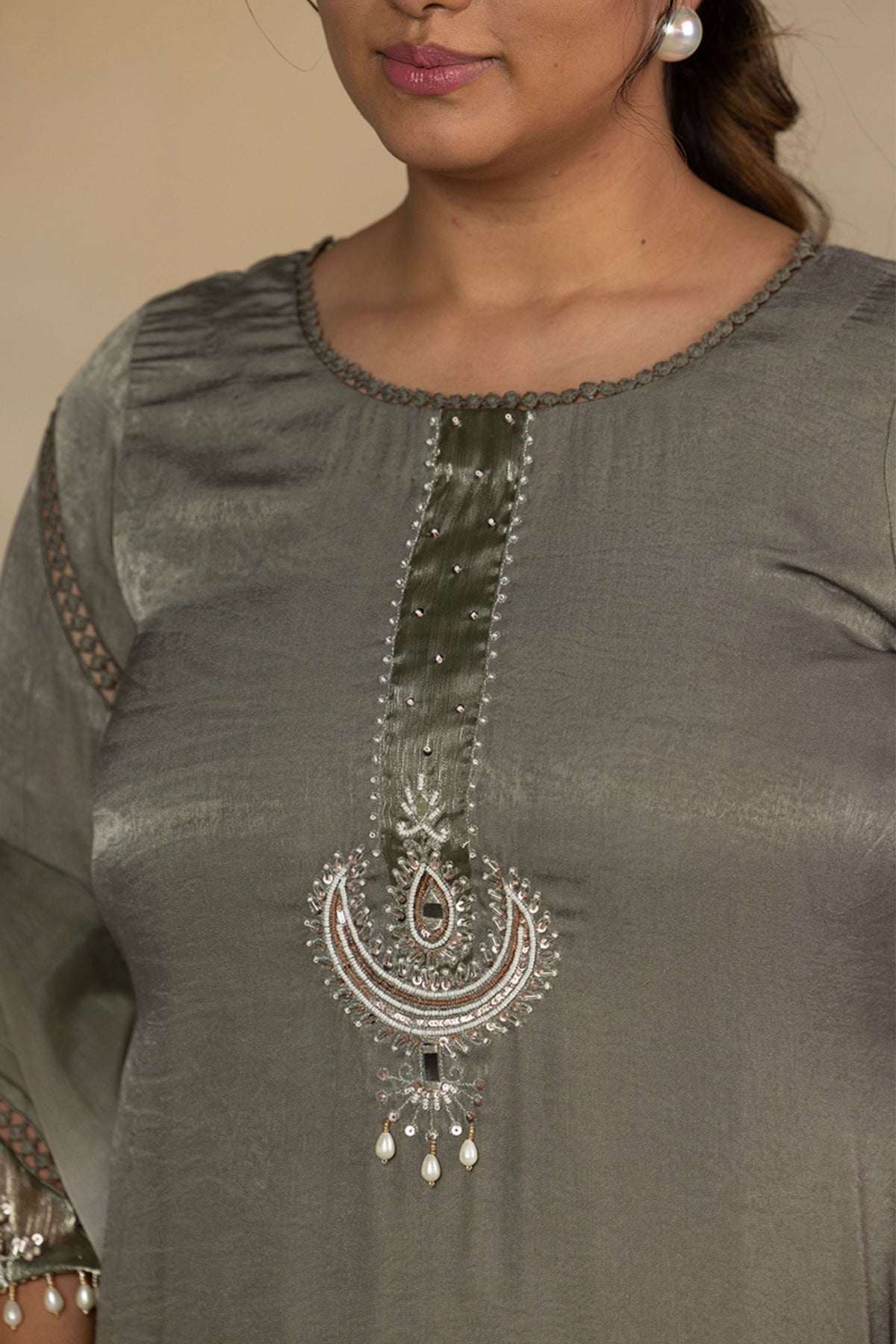 Embellished Kurta with Printed Pants