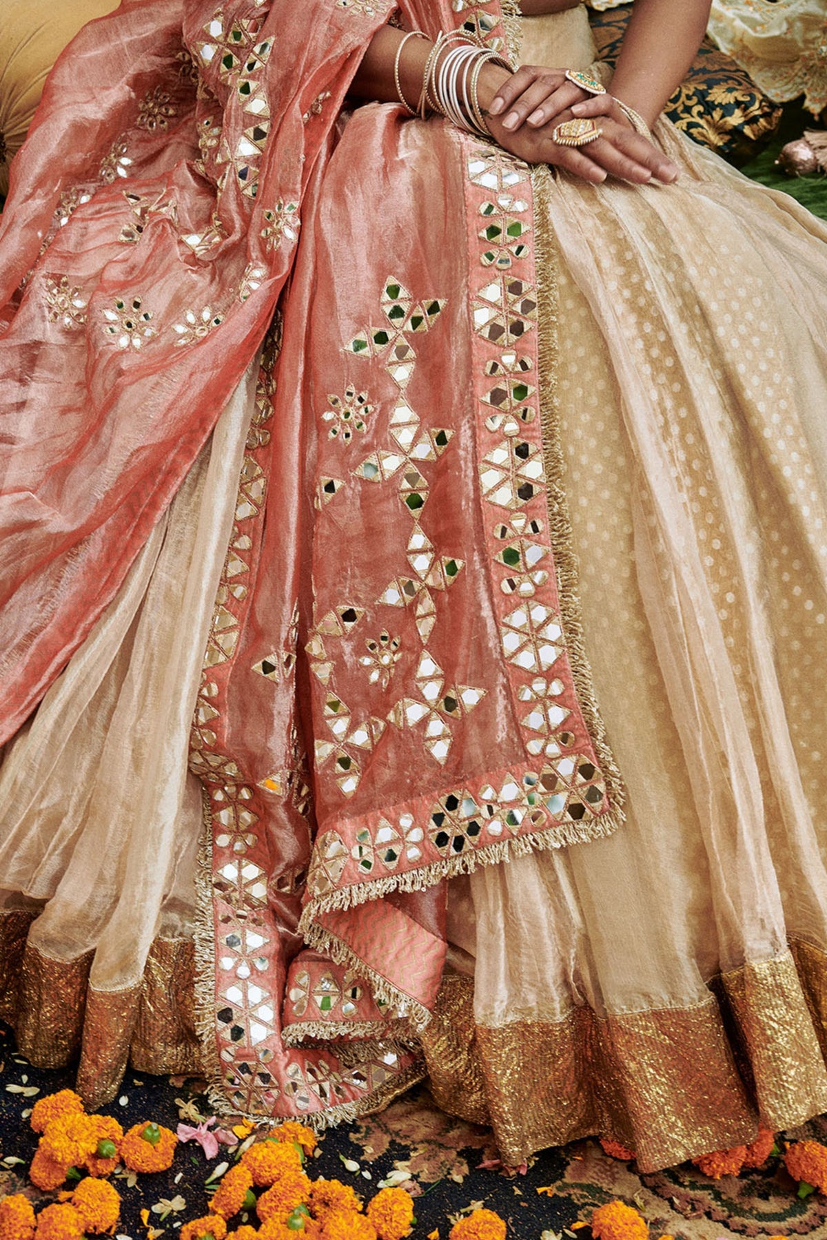 Svet Gulal Lehenga Set