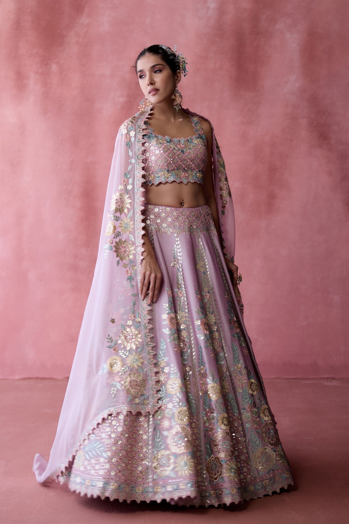 Purple Silk Lehenga Set