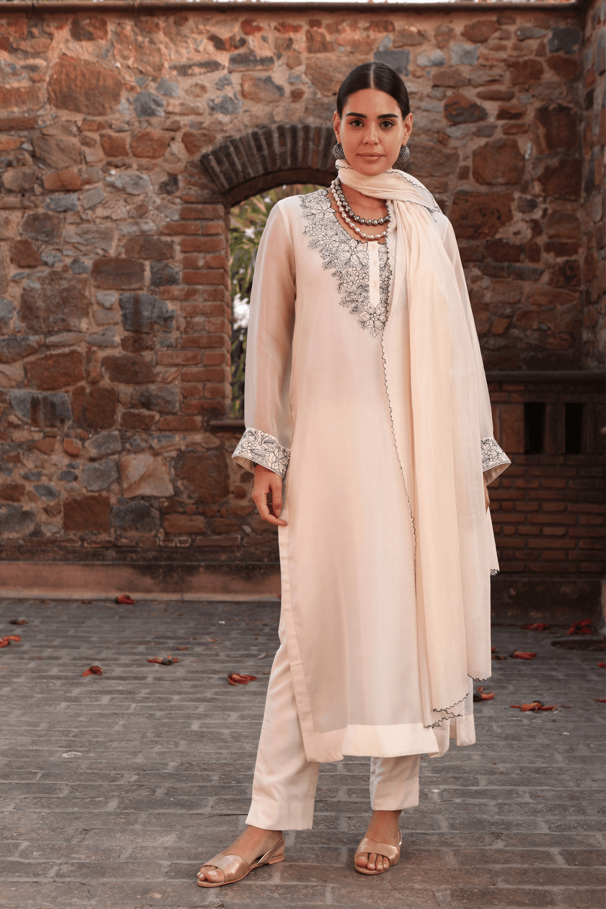 Ivory Organza Kurta And Pant