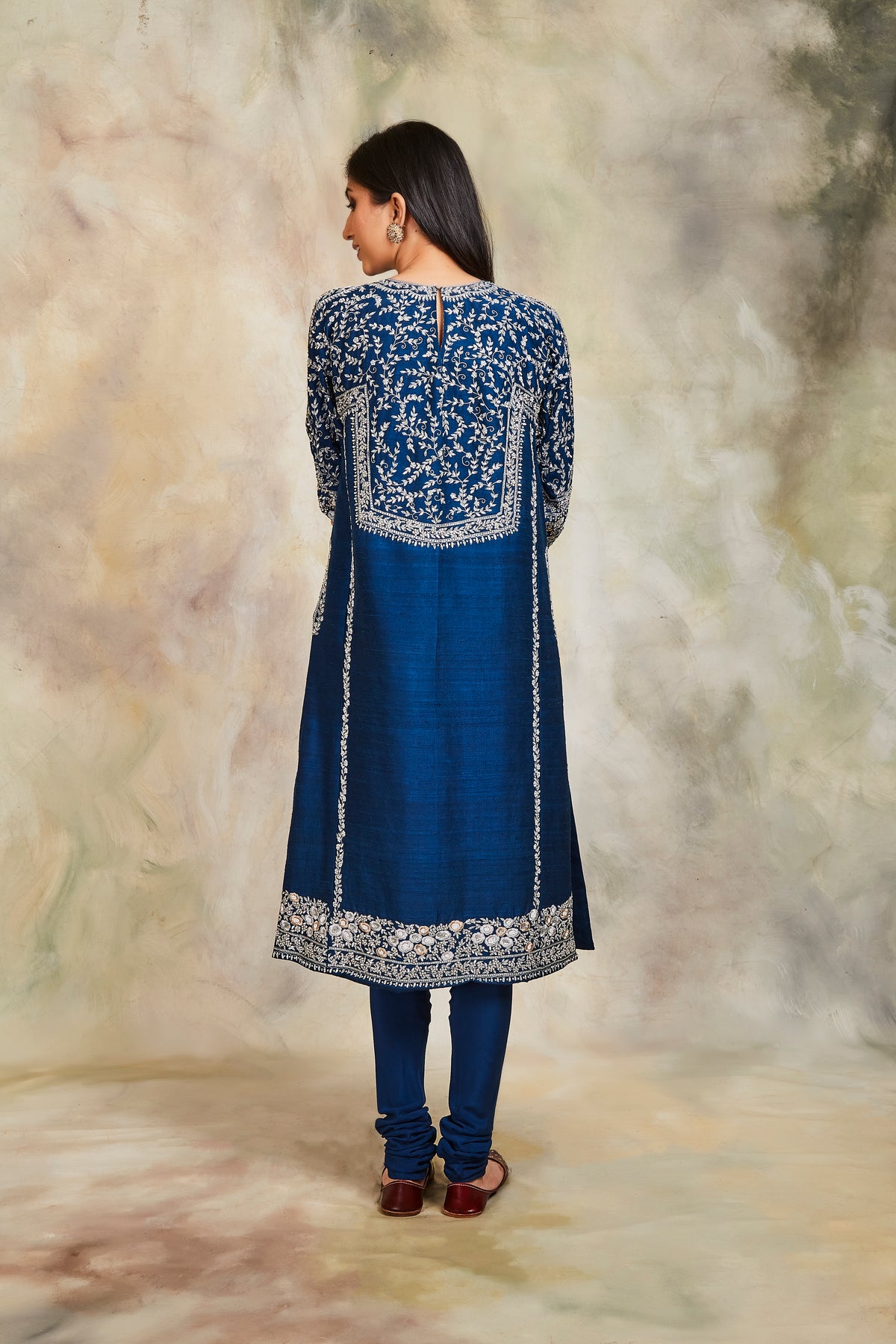 Blue zari embroidery kurta set