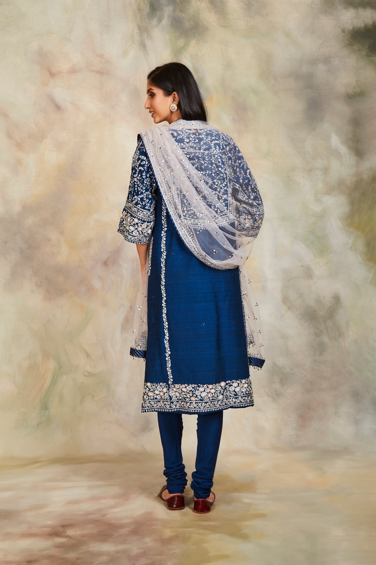 Blue zari embroidery kurta set