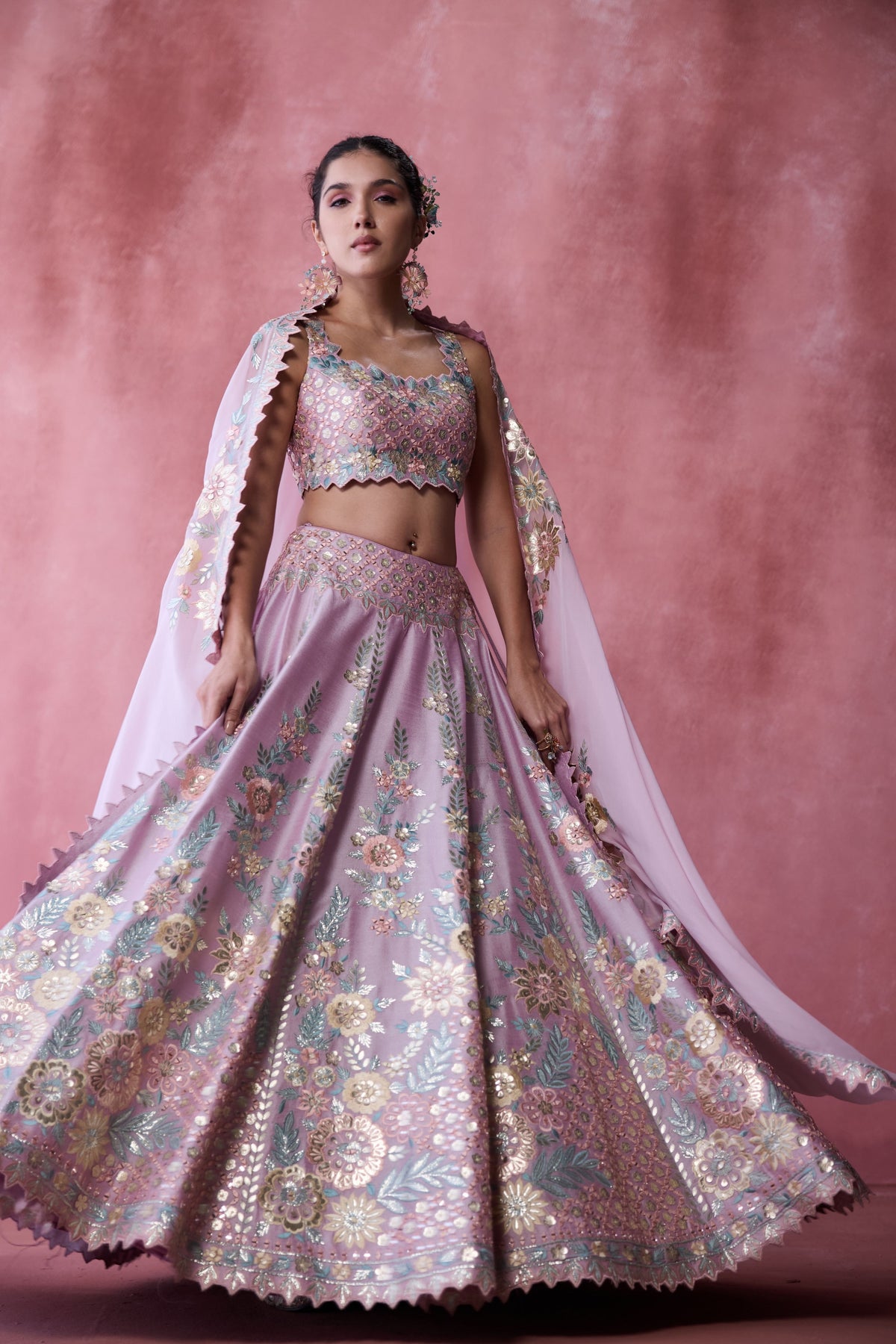 Purple Silk Lehenga Set