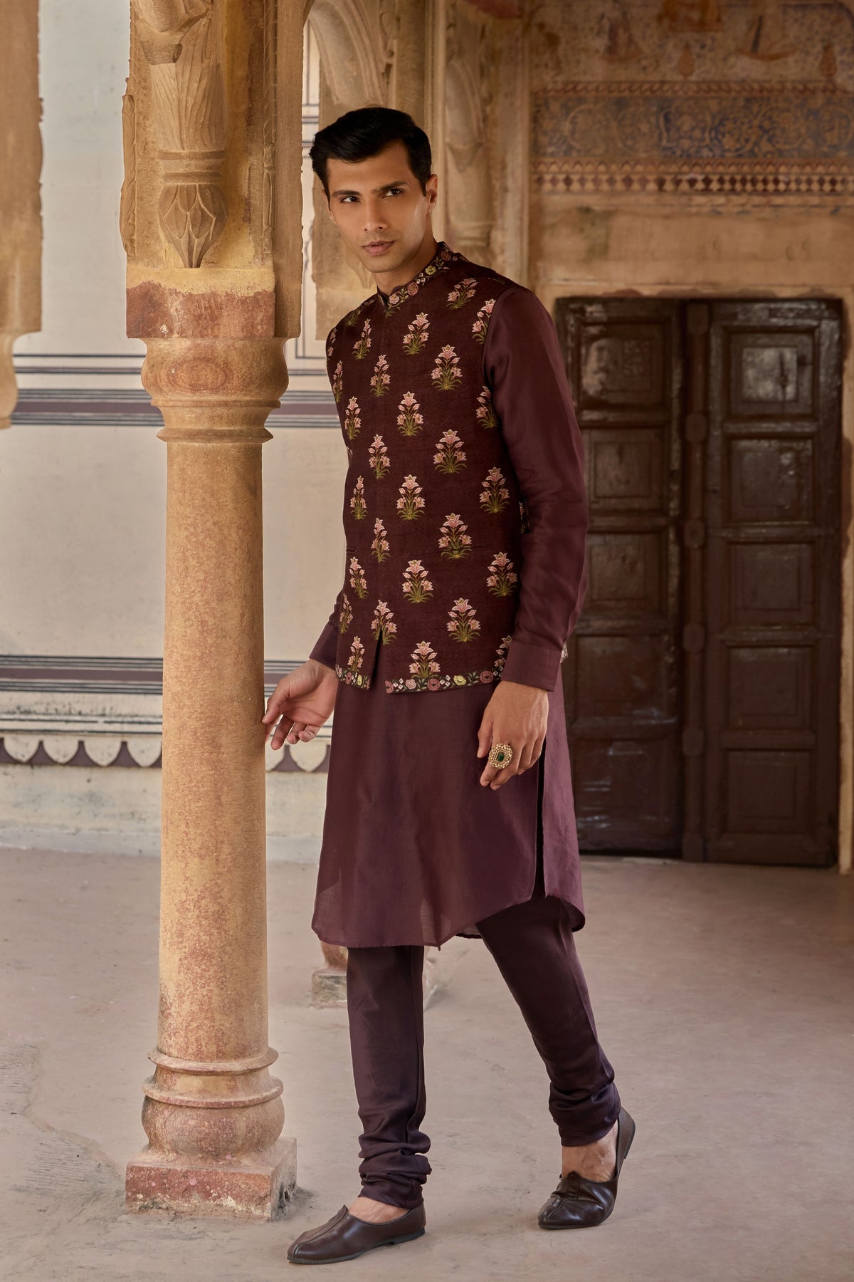 Dark Purple Nawaz Bandi Set