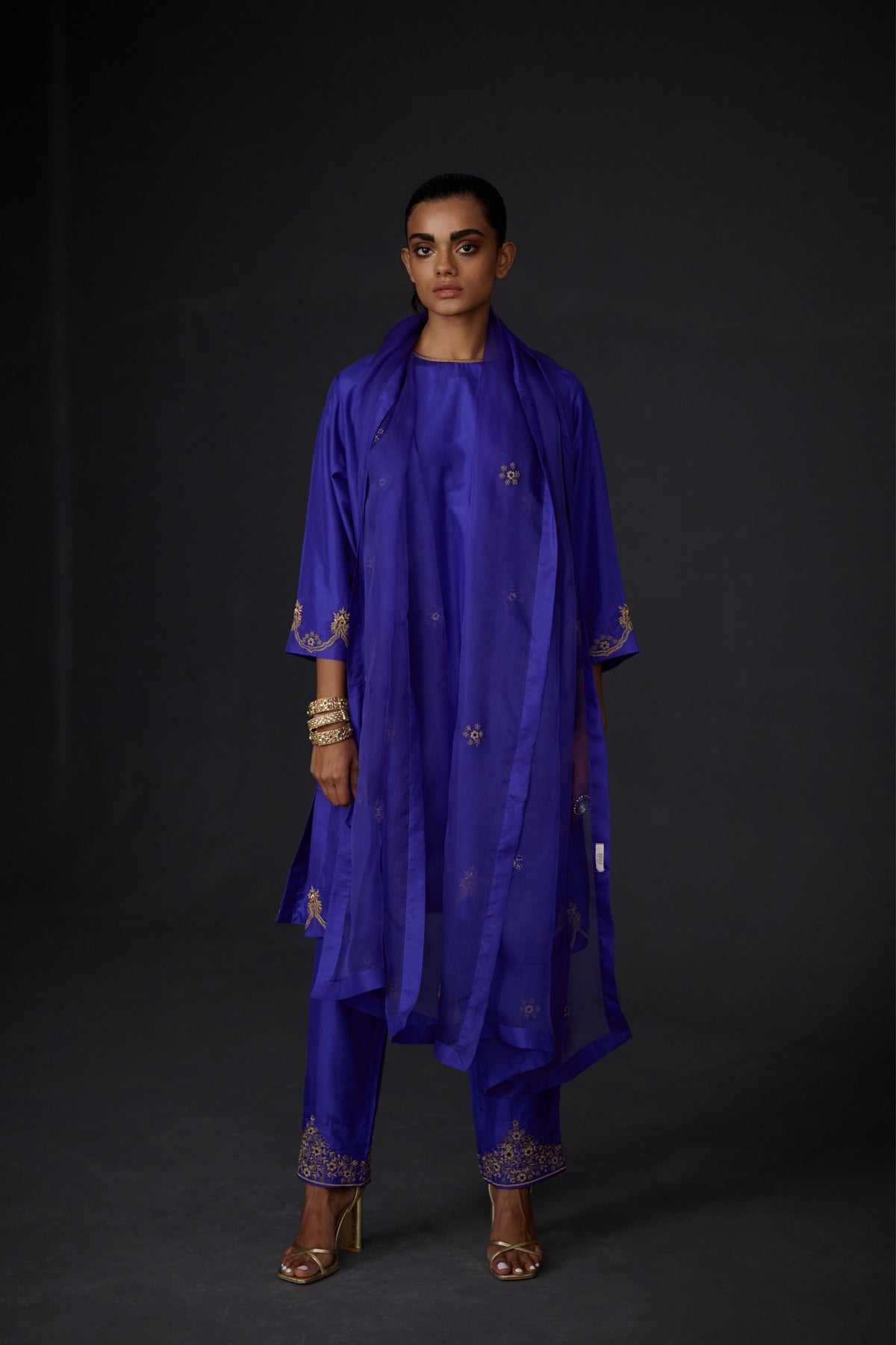 Persian Blue  Embroidered Tunic &amp; Trouser Set