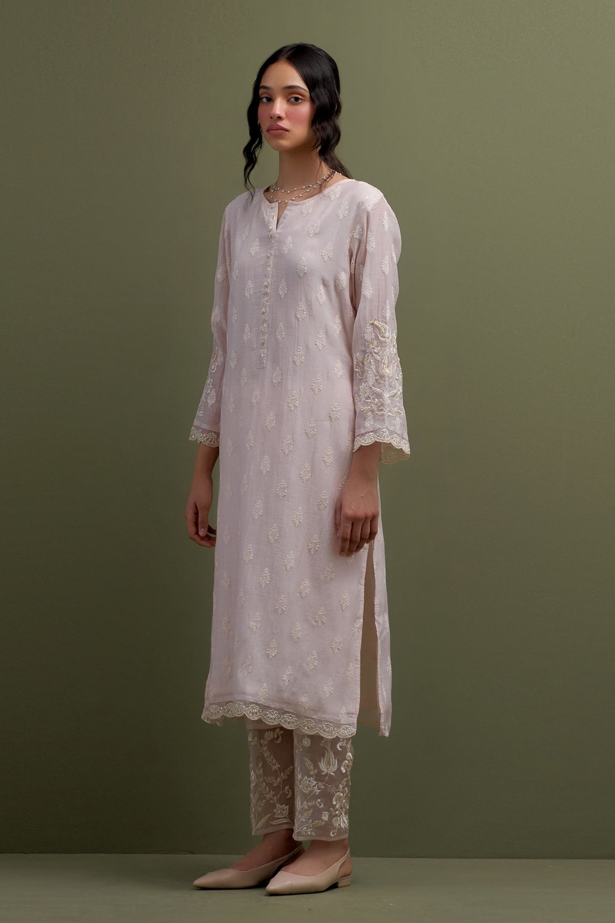 Pink Embroidered Kurta Set With Dupatta