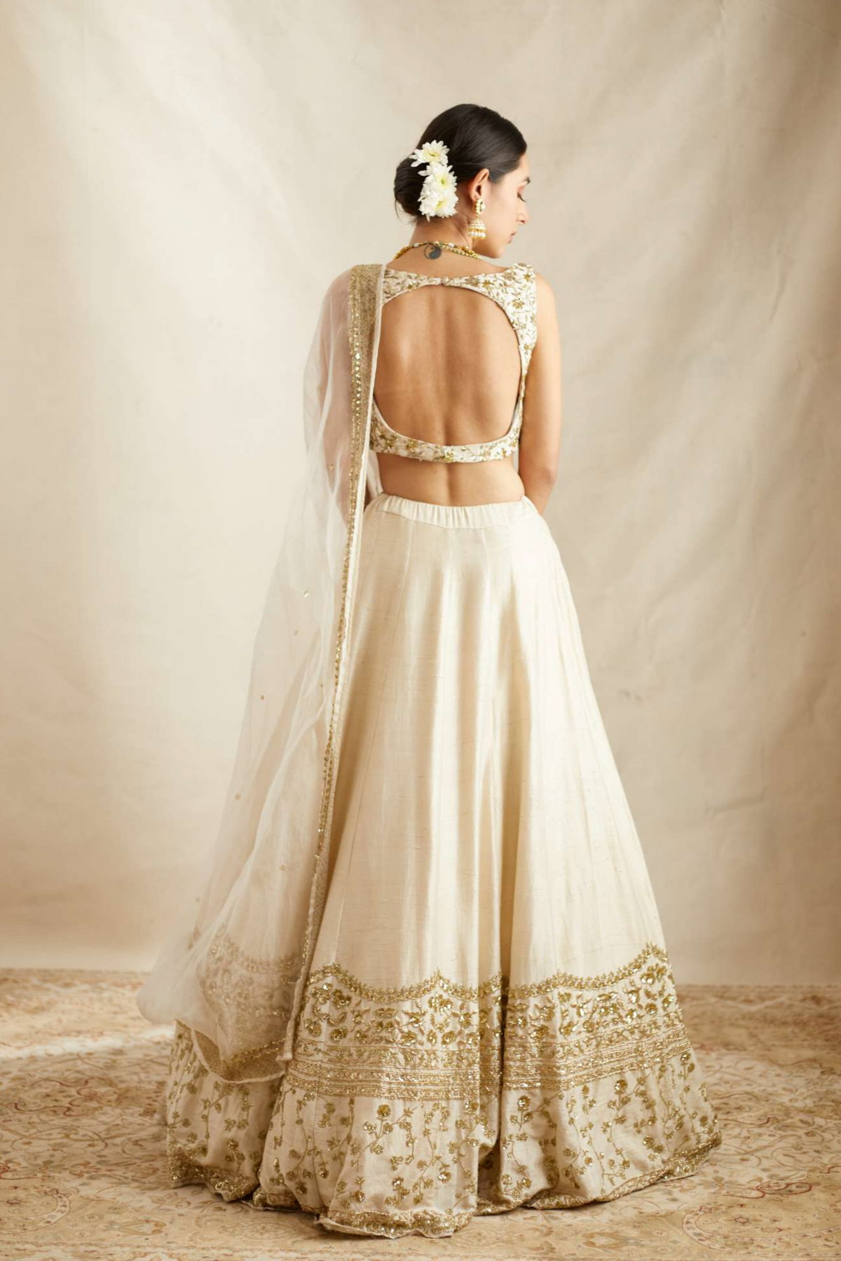 Off White Raw Silk Lehenga Set