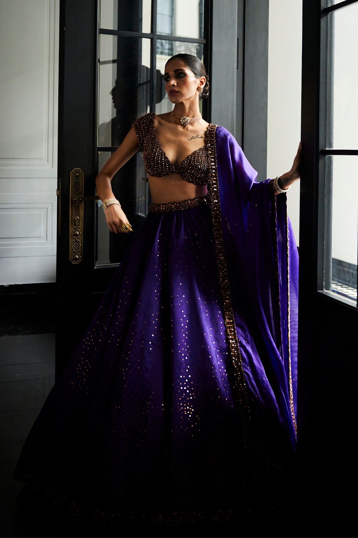 Royalty Purple Scattered Lehenga Set