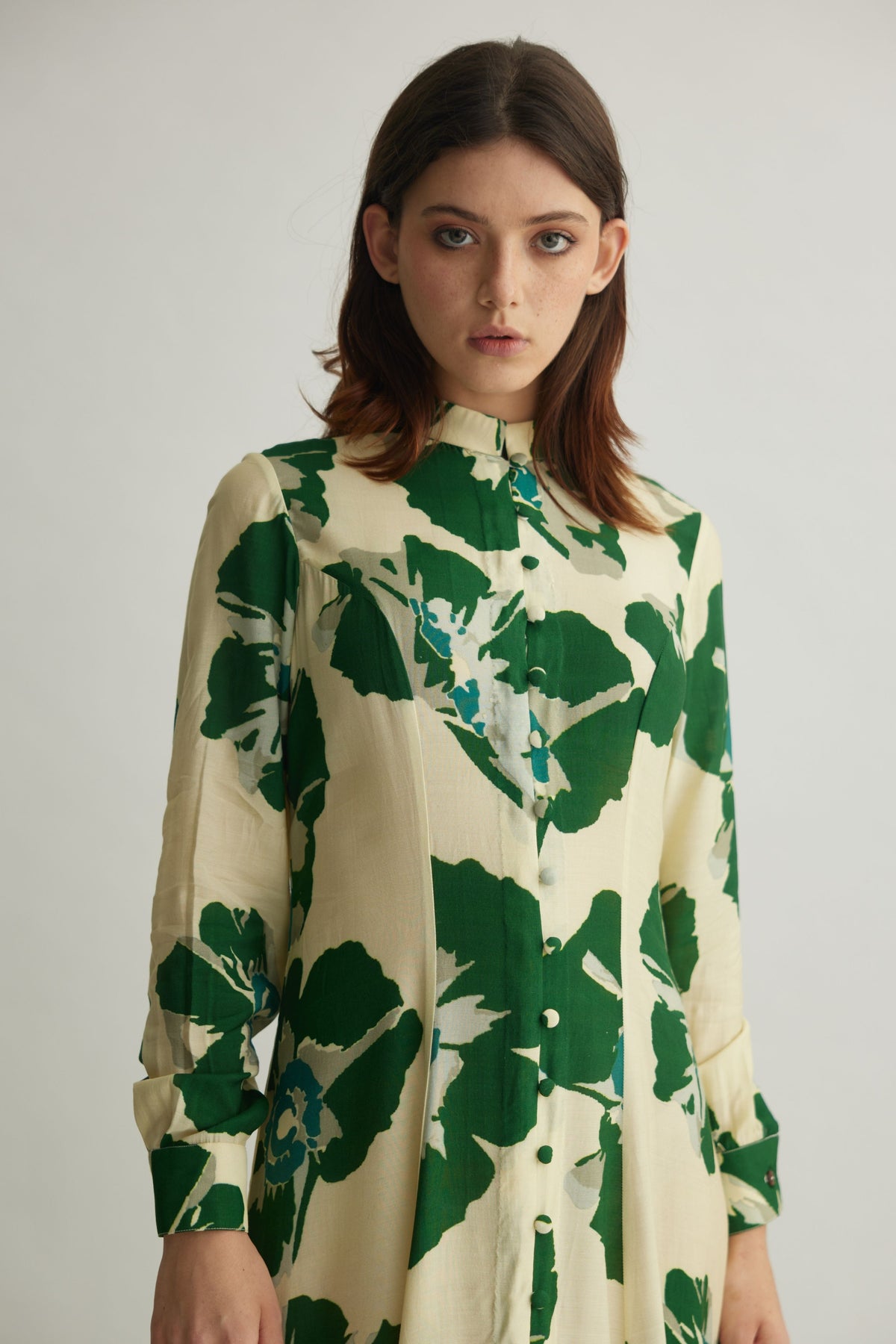 Green Floral Shirt Dress