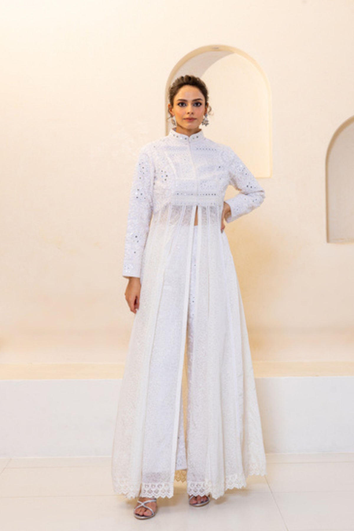 White Anarkali With Pant