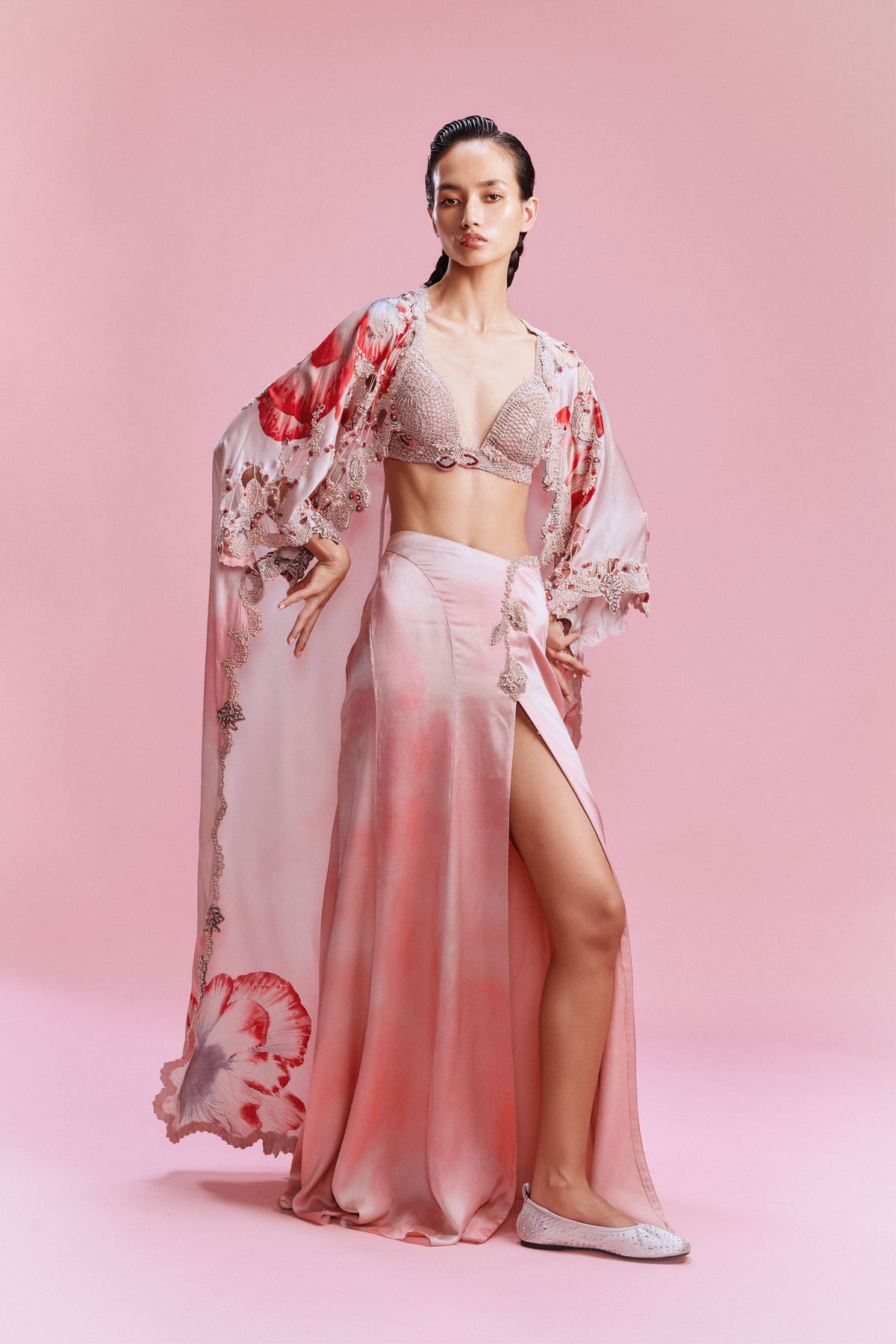 Evara Peach Cape Set