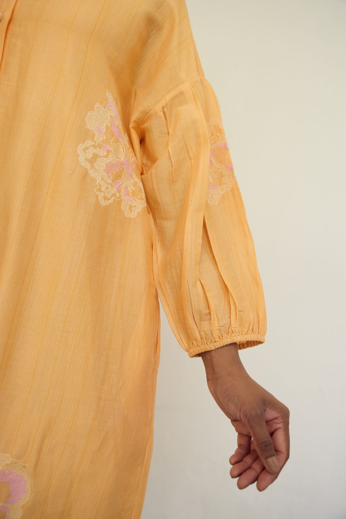 Embroidered Orange Chanderi Tunic