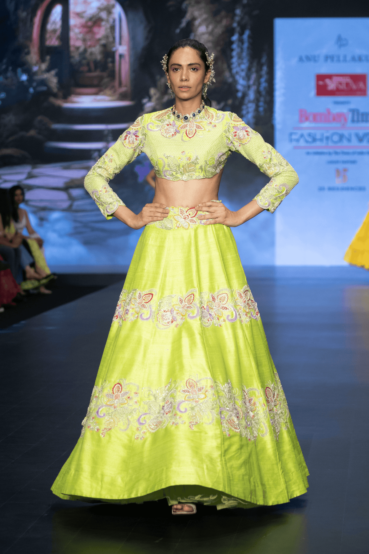 Lime Green Rucya Lehenga Set