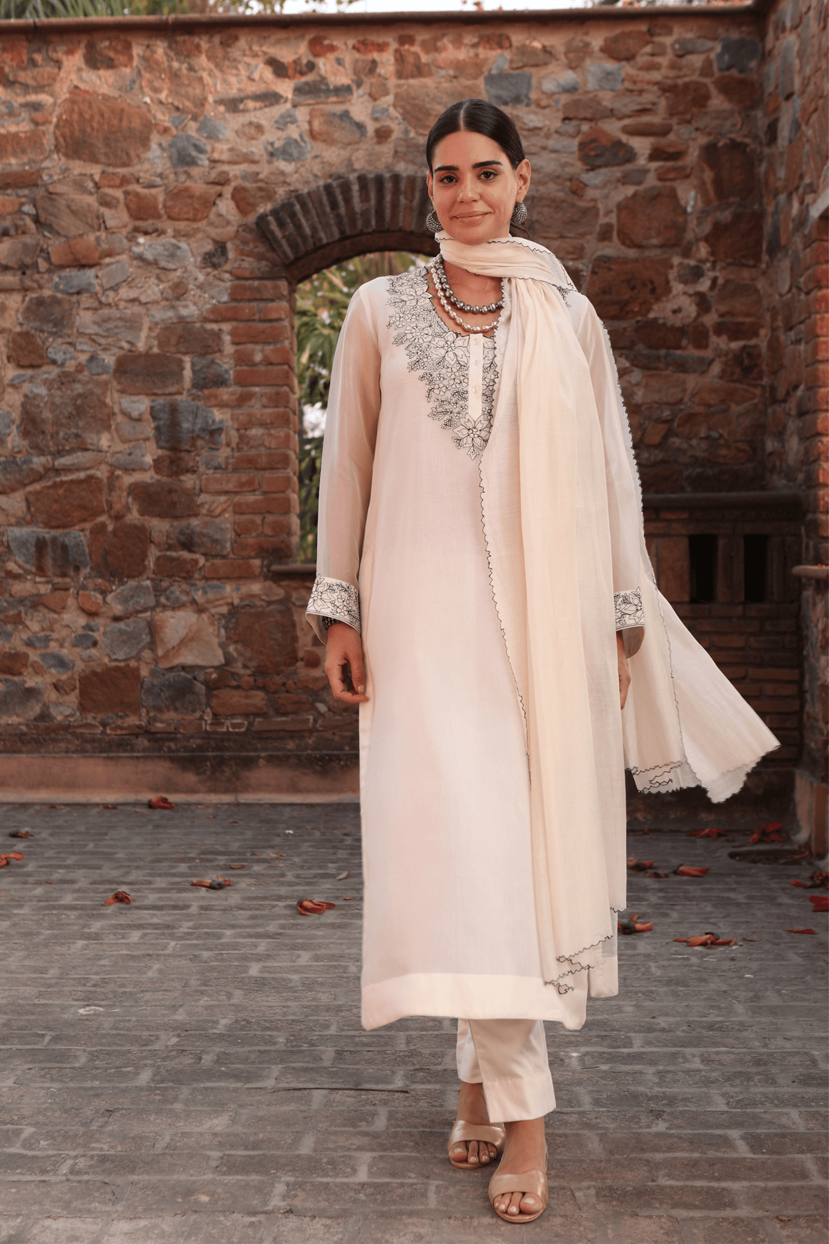 Ivory Organza Kurta And Pant