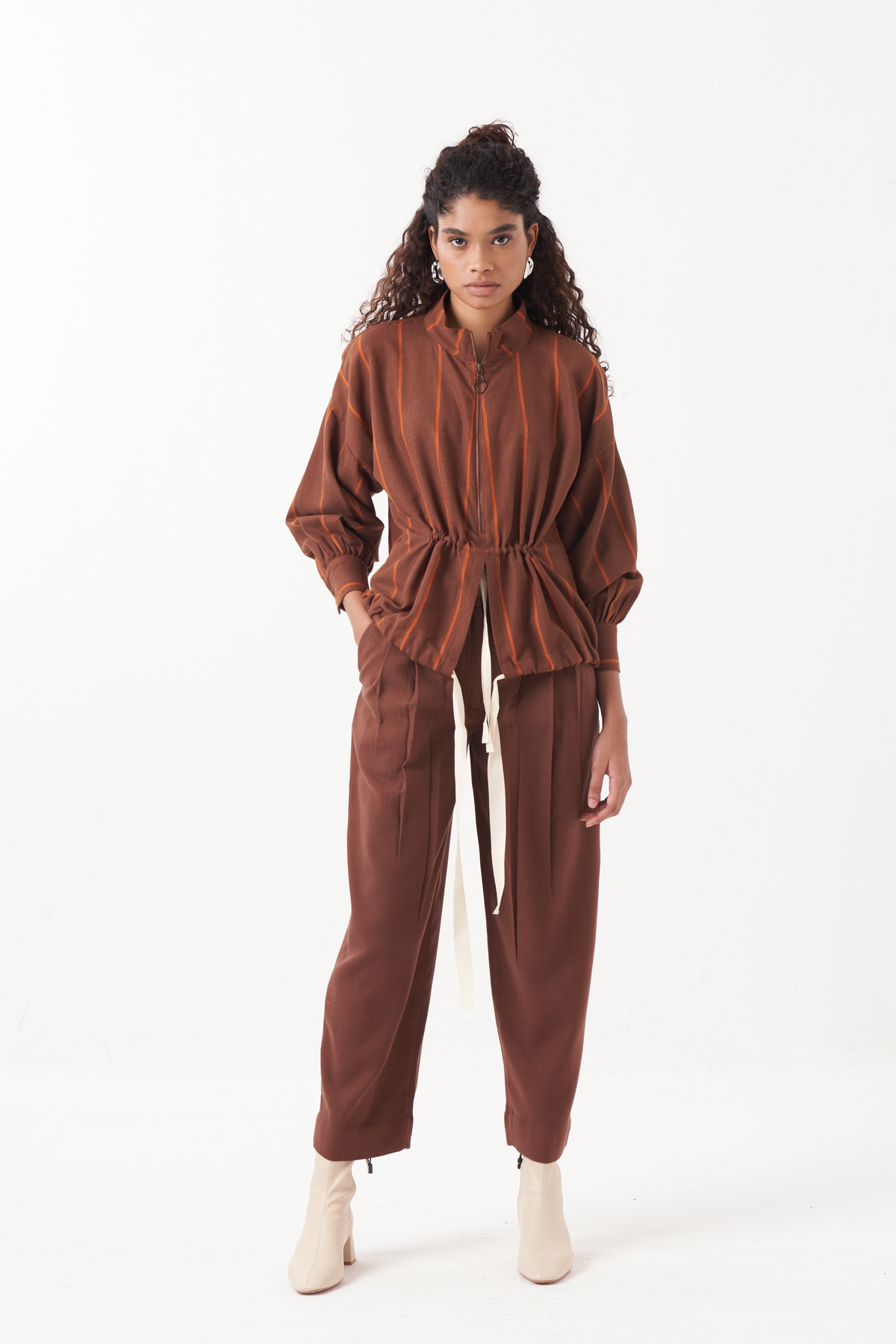 Drawstring Chocolate Brown Top