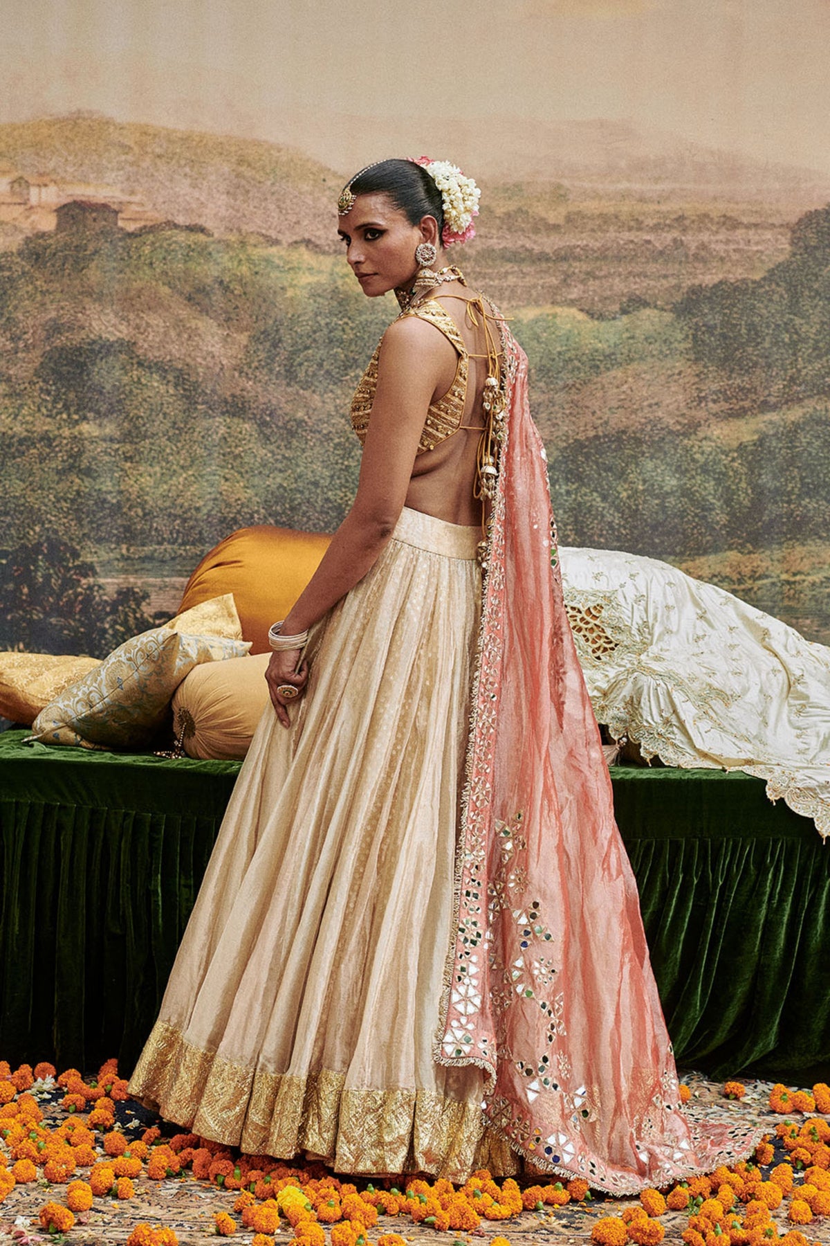 Svet Gulal Lehenga Set