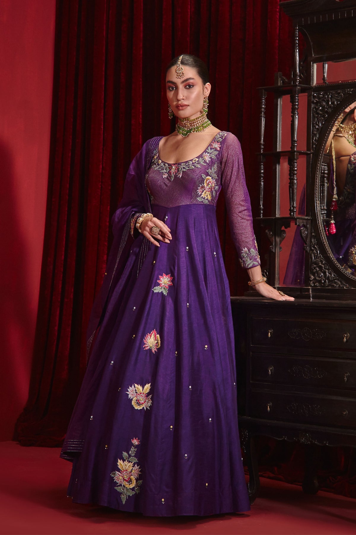 Purple Saloni Anarkali Set