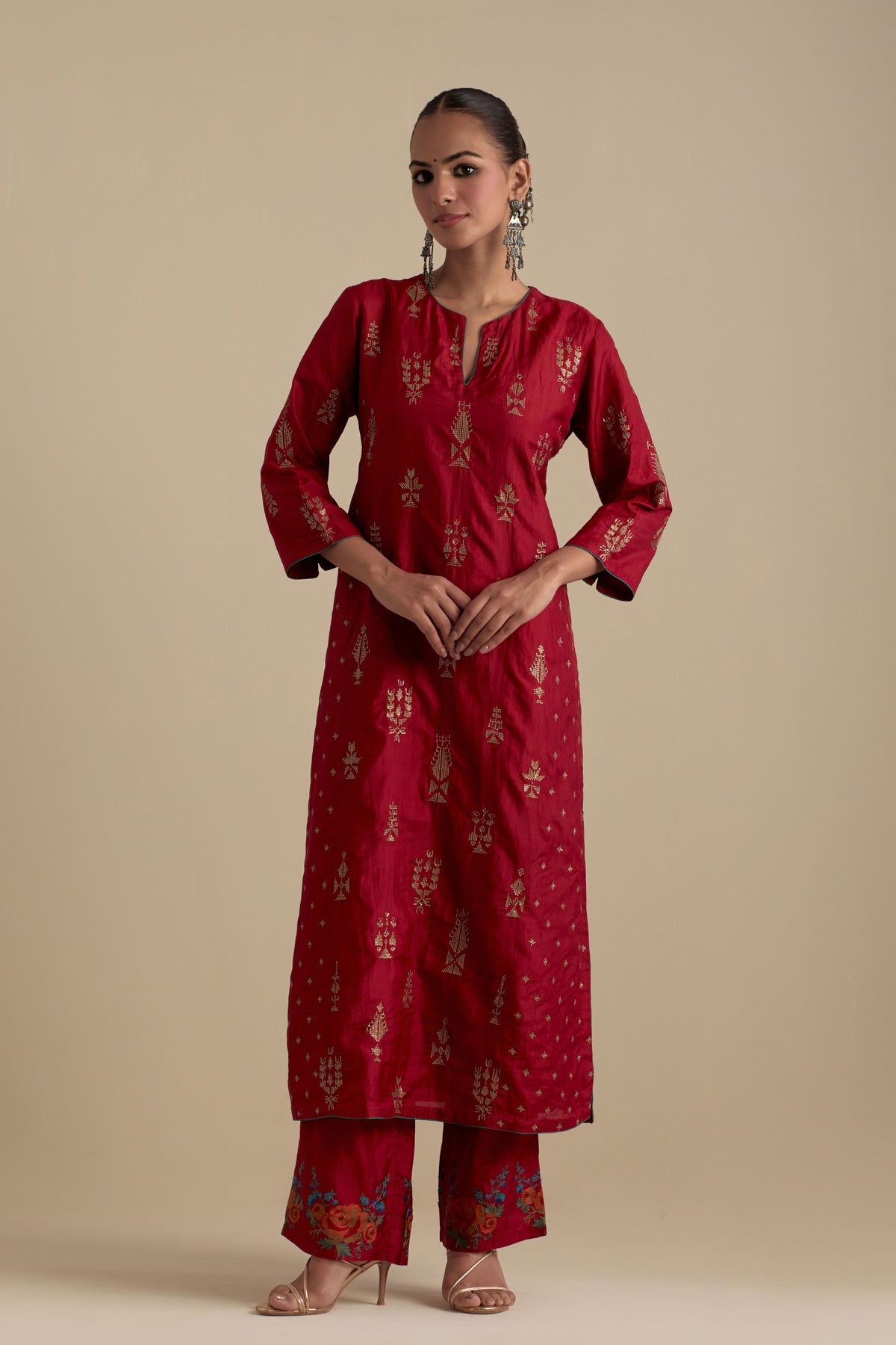 Barn Red Straight Kurta Set