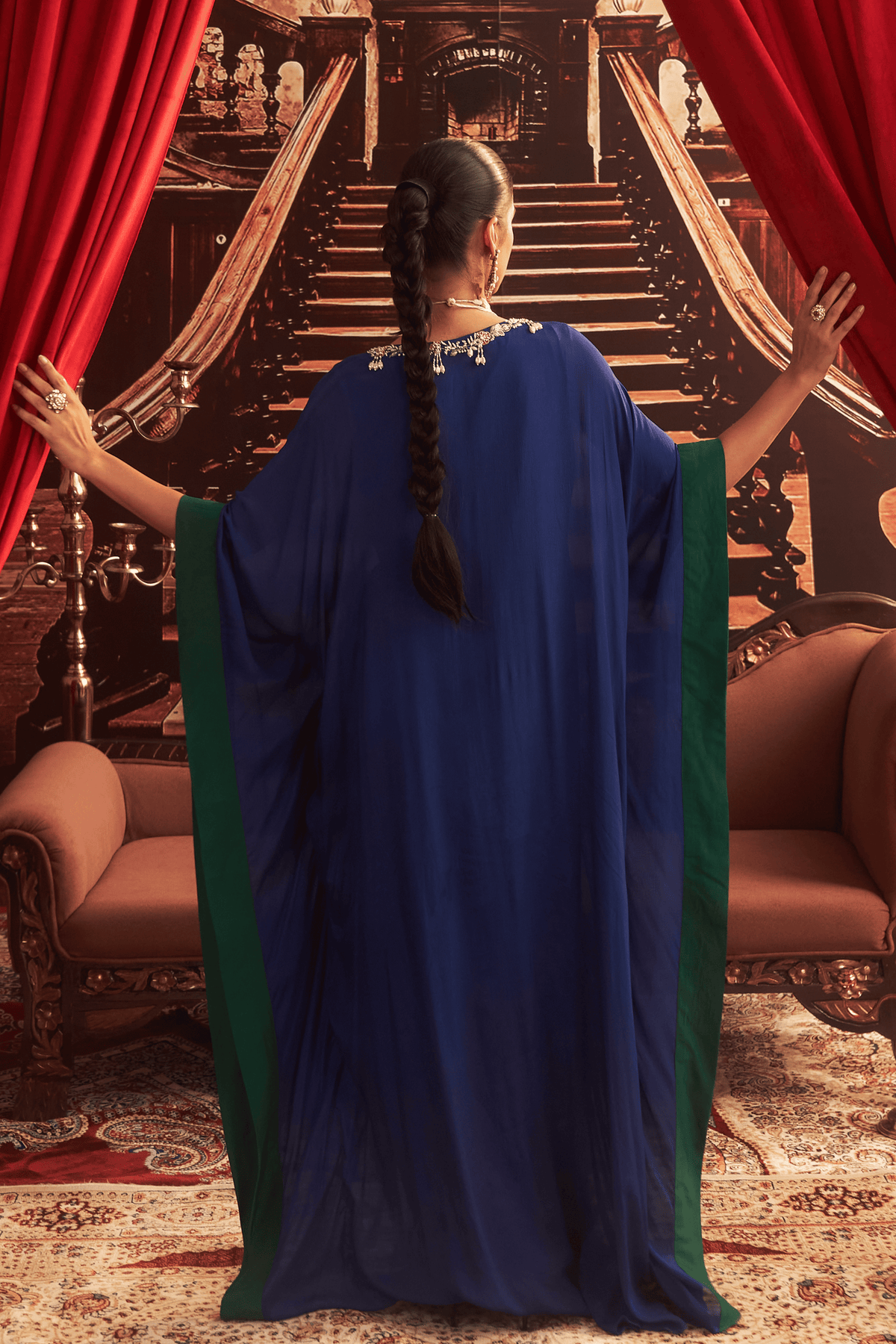 Blue Drape Kaftan