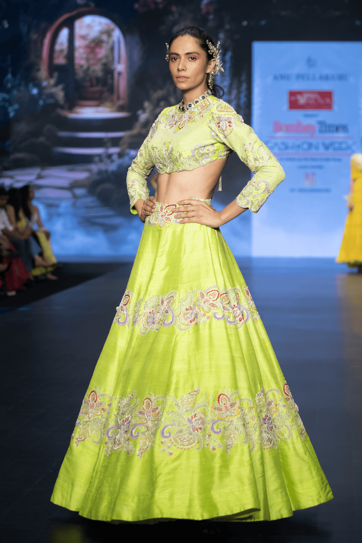 Lime Green Rucya Lehenga Set