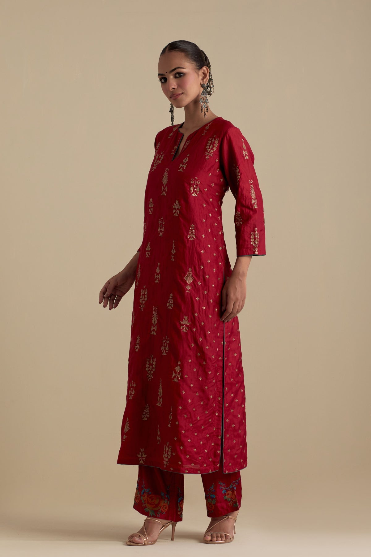 Barn Red Straight Kurta Set