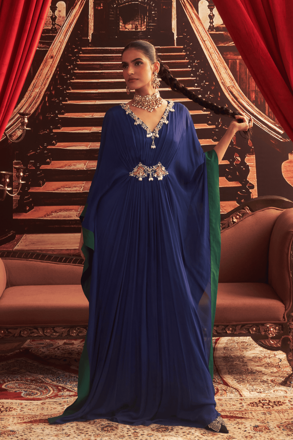 Blue Drape Kaftan