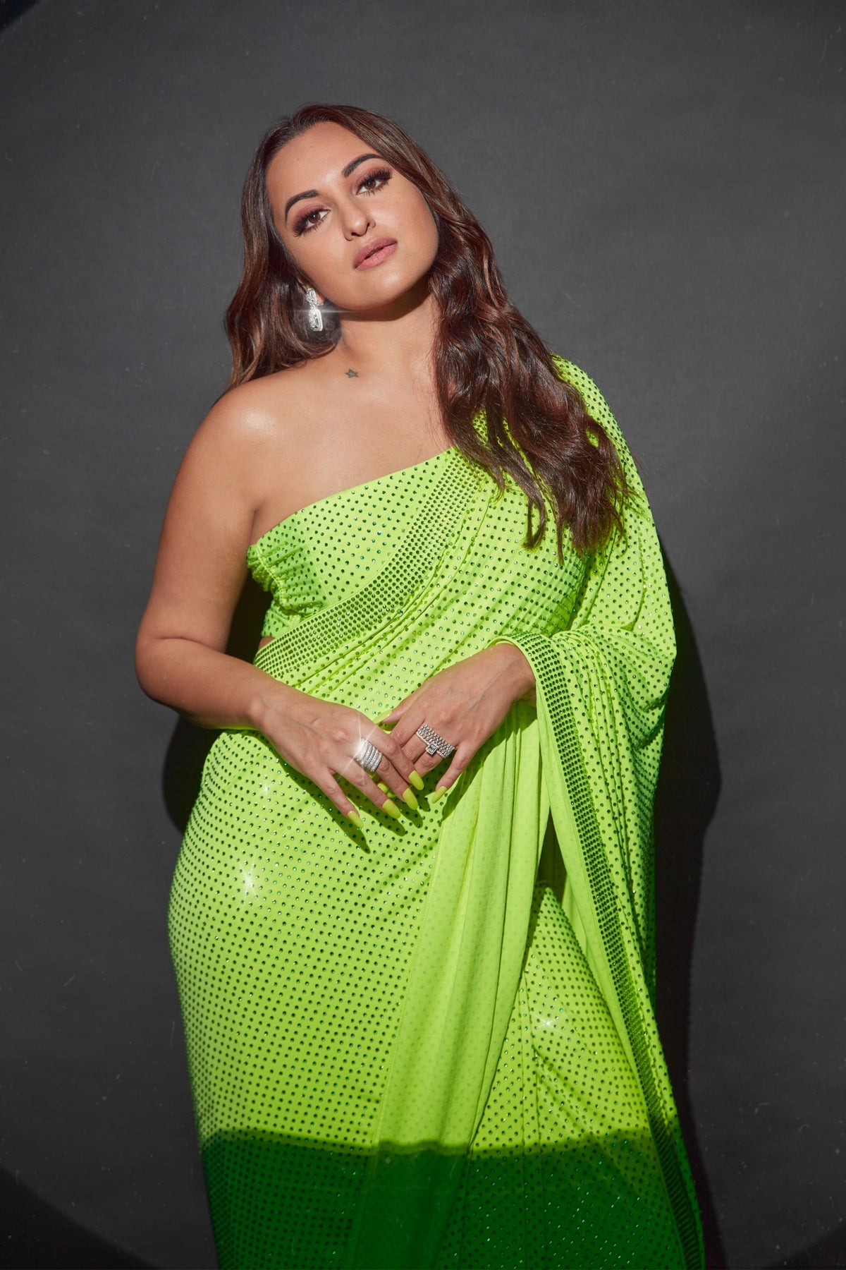 Neon Green Blink Saree Set