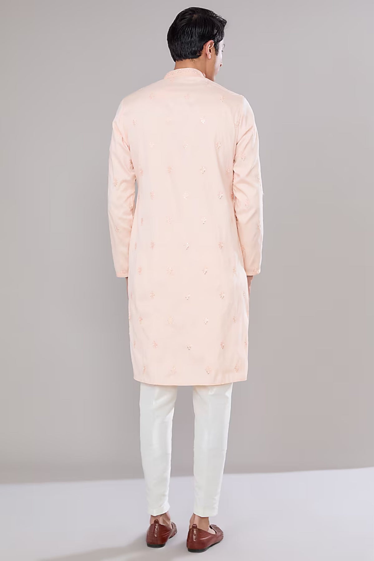 Peach Embroidered Kurta Set