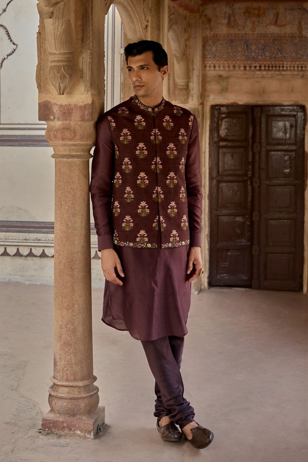 Dark Purple Nawaz Bandi Set