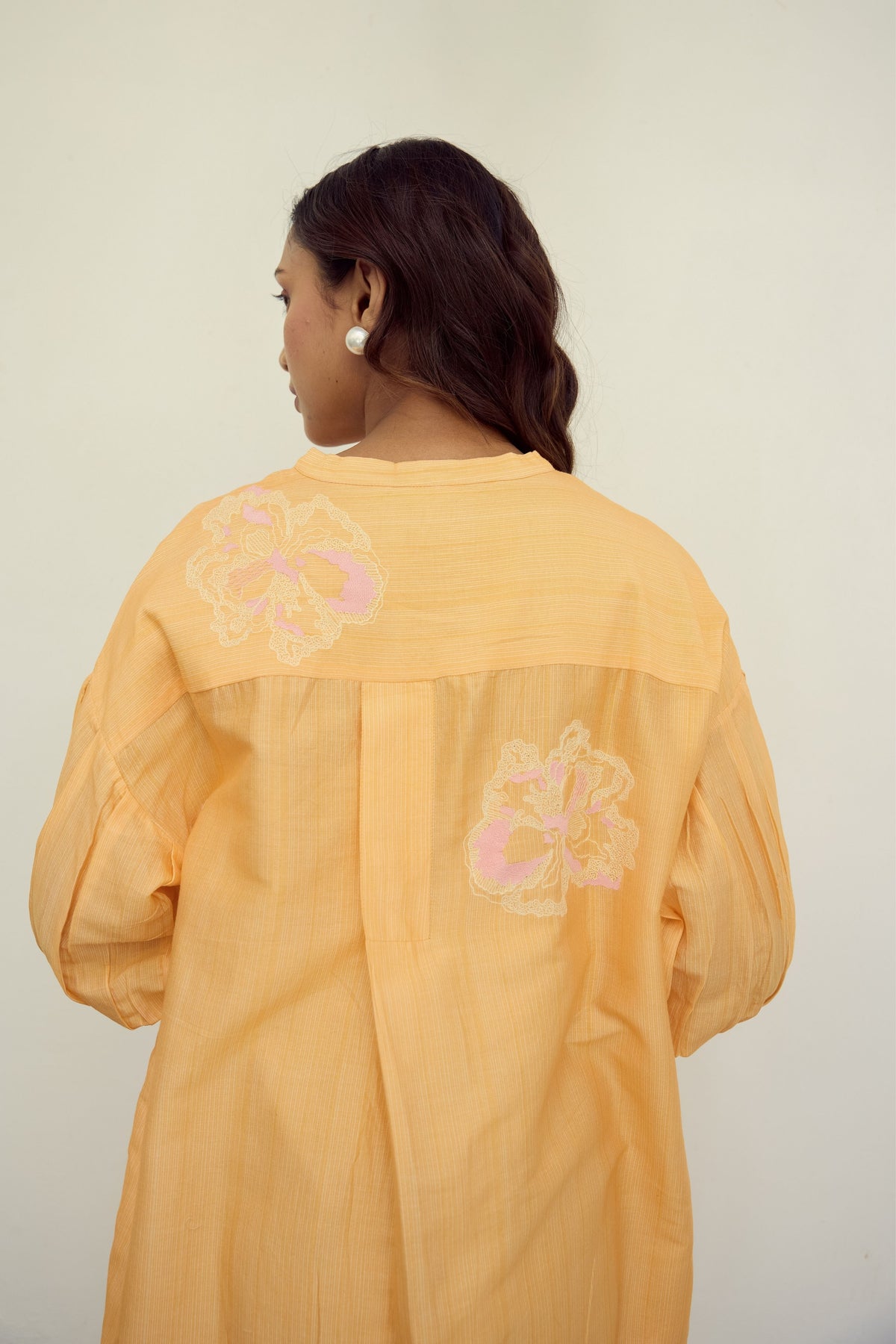 Embroidered Orange Chanderi Tunic