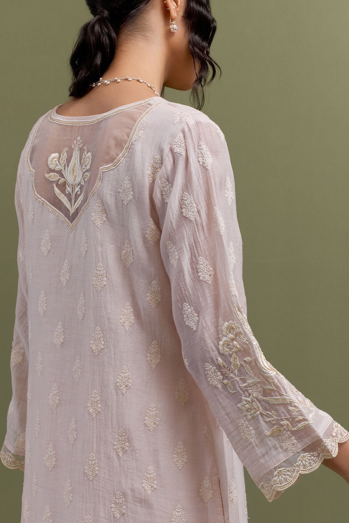 Pink Embroidered Set With Dupatta