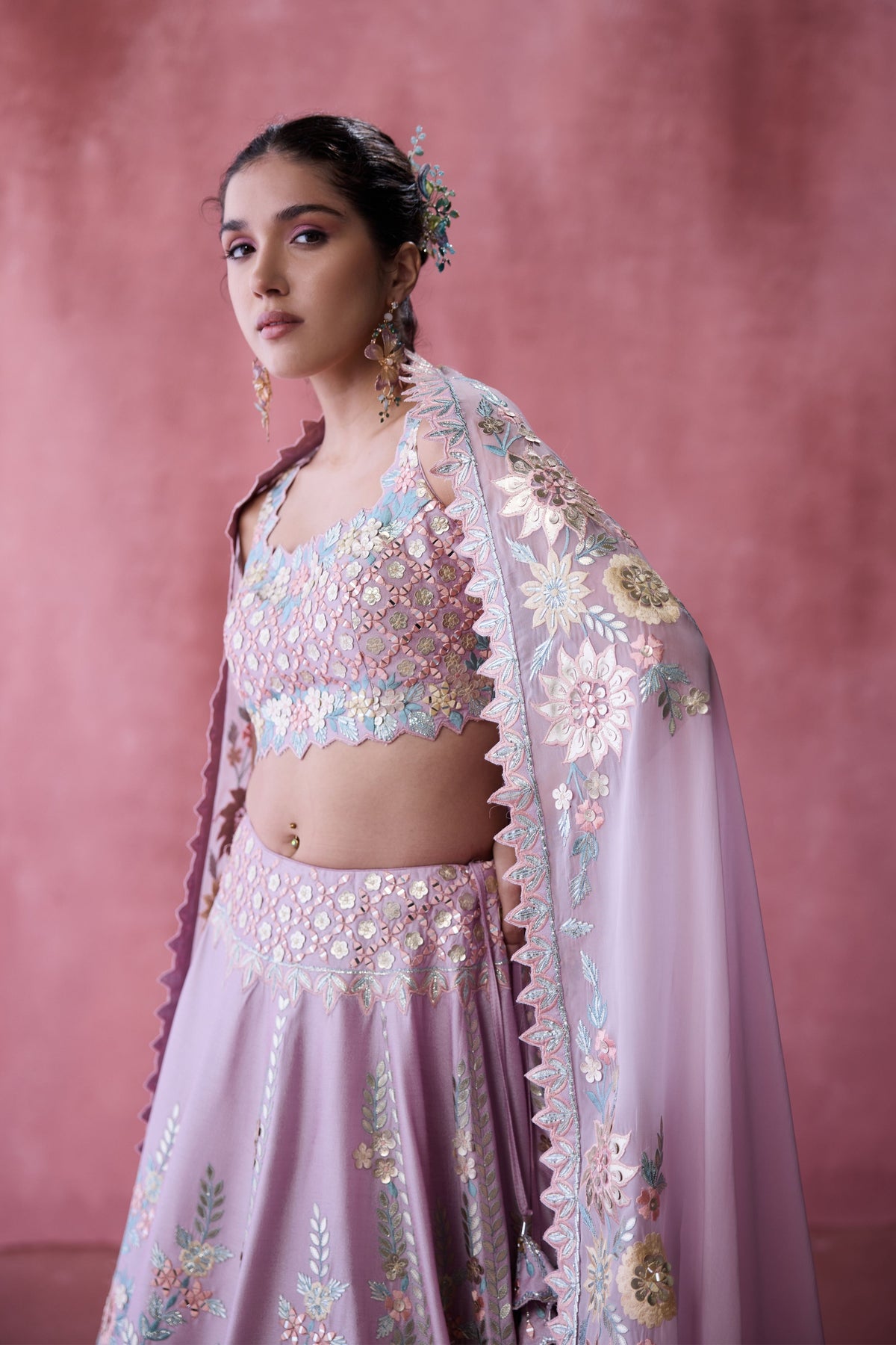 Purple Silk Lehenga Set