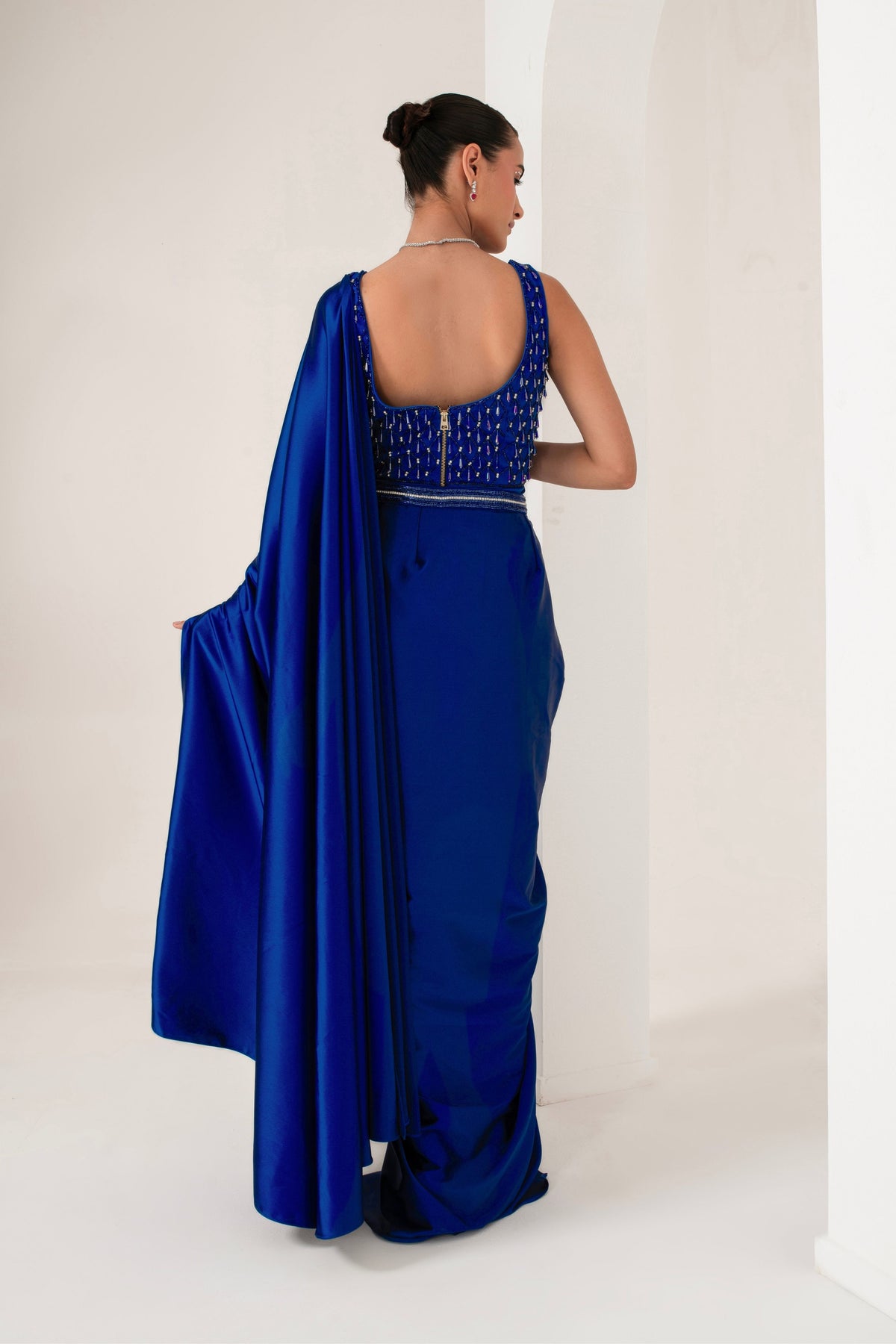 Blue Dress Cum Drape Saree