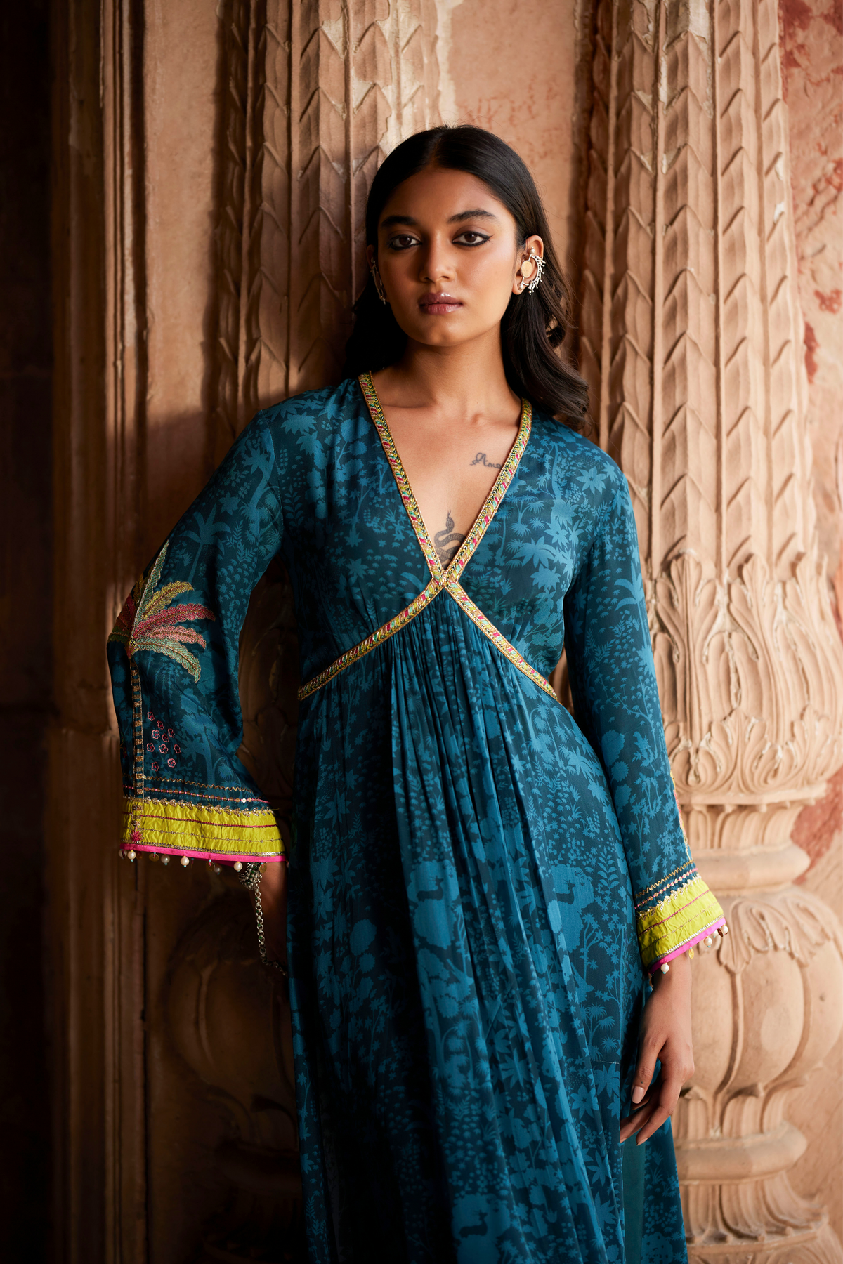 Teal Tree Bell Sleeve Kurta Set