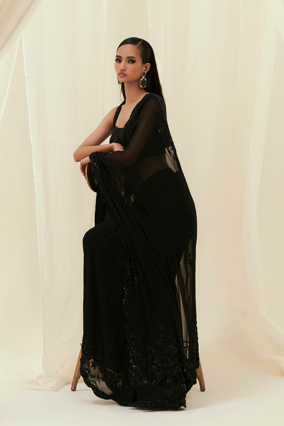 Black Rubab Saree Set