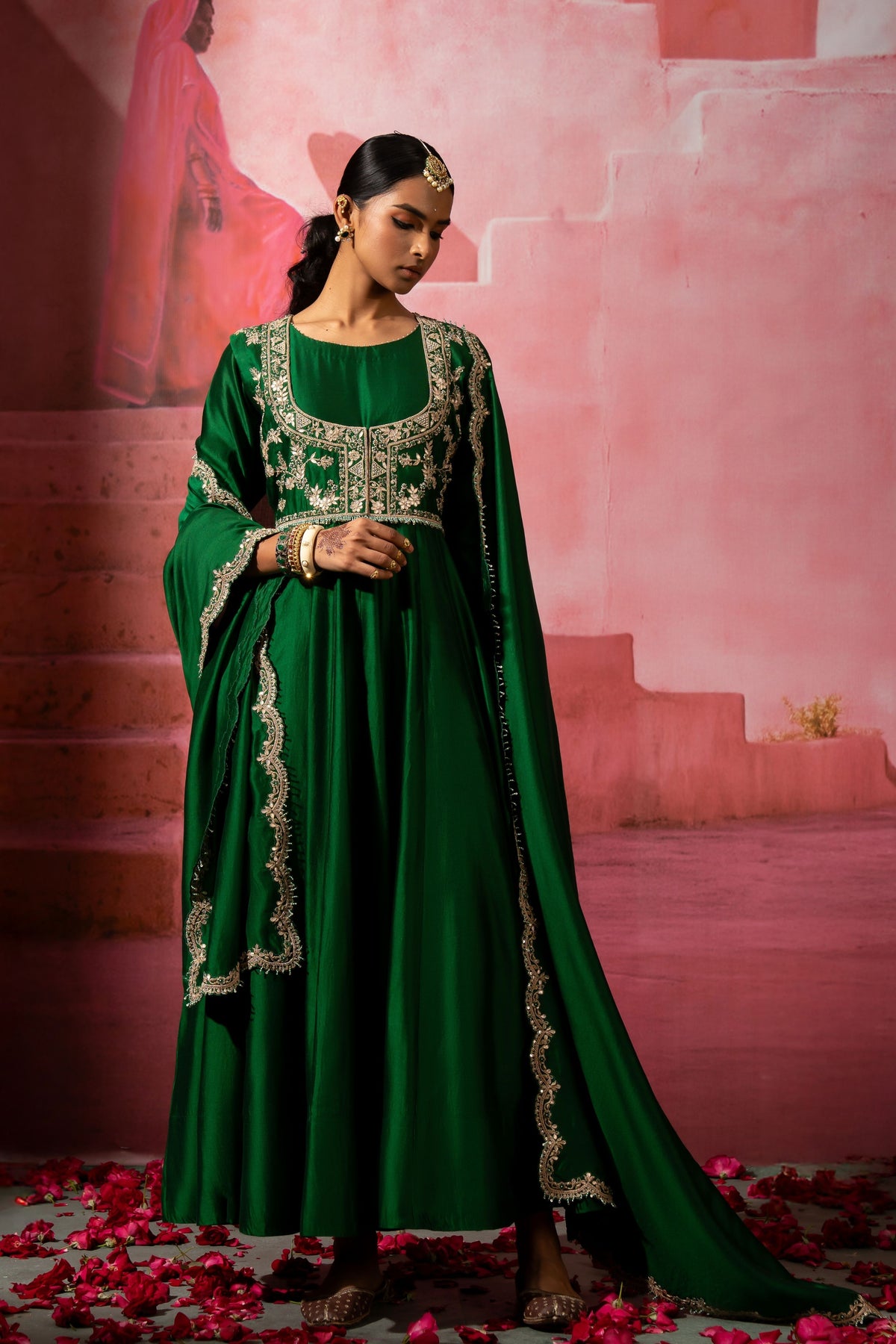 Green Jodha Jacket Anarkali