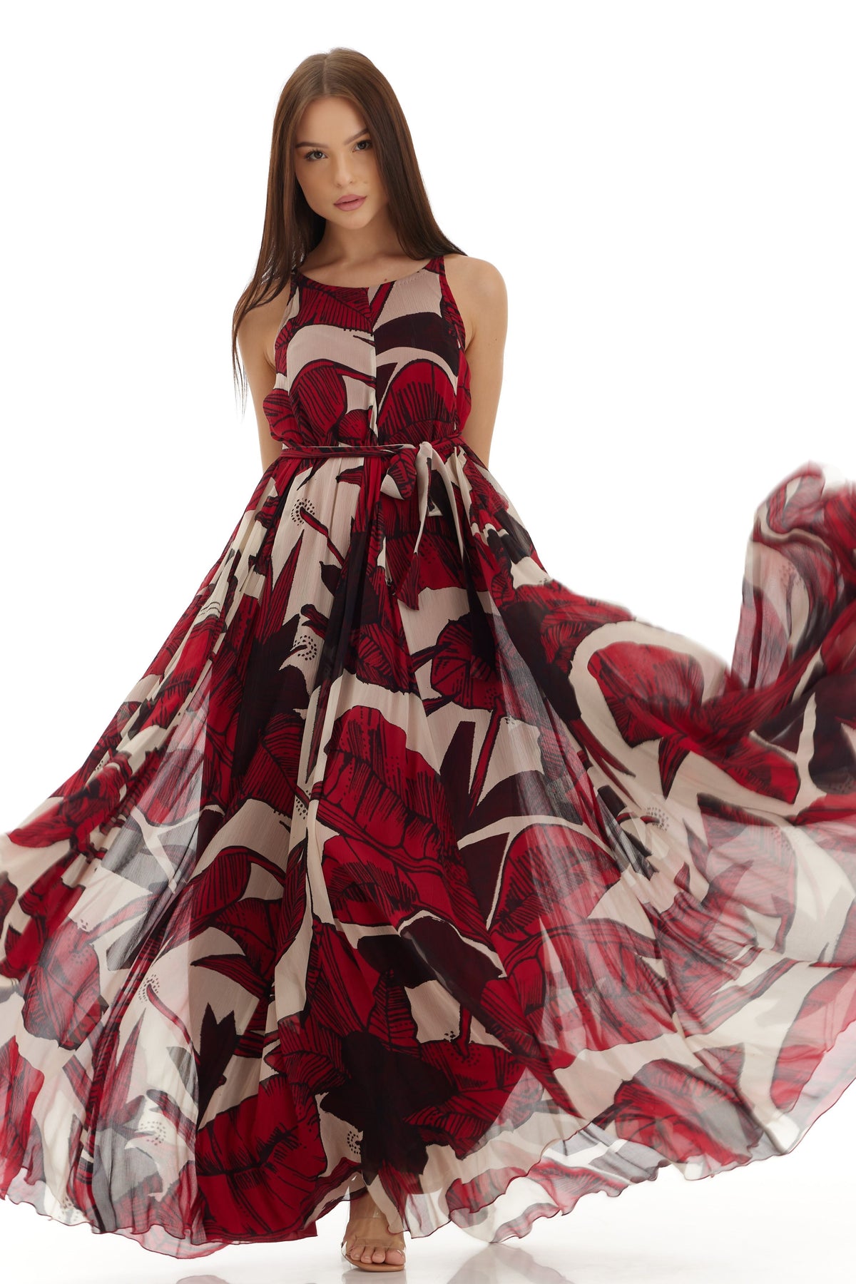 Offwhite and Red Long Dress