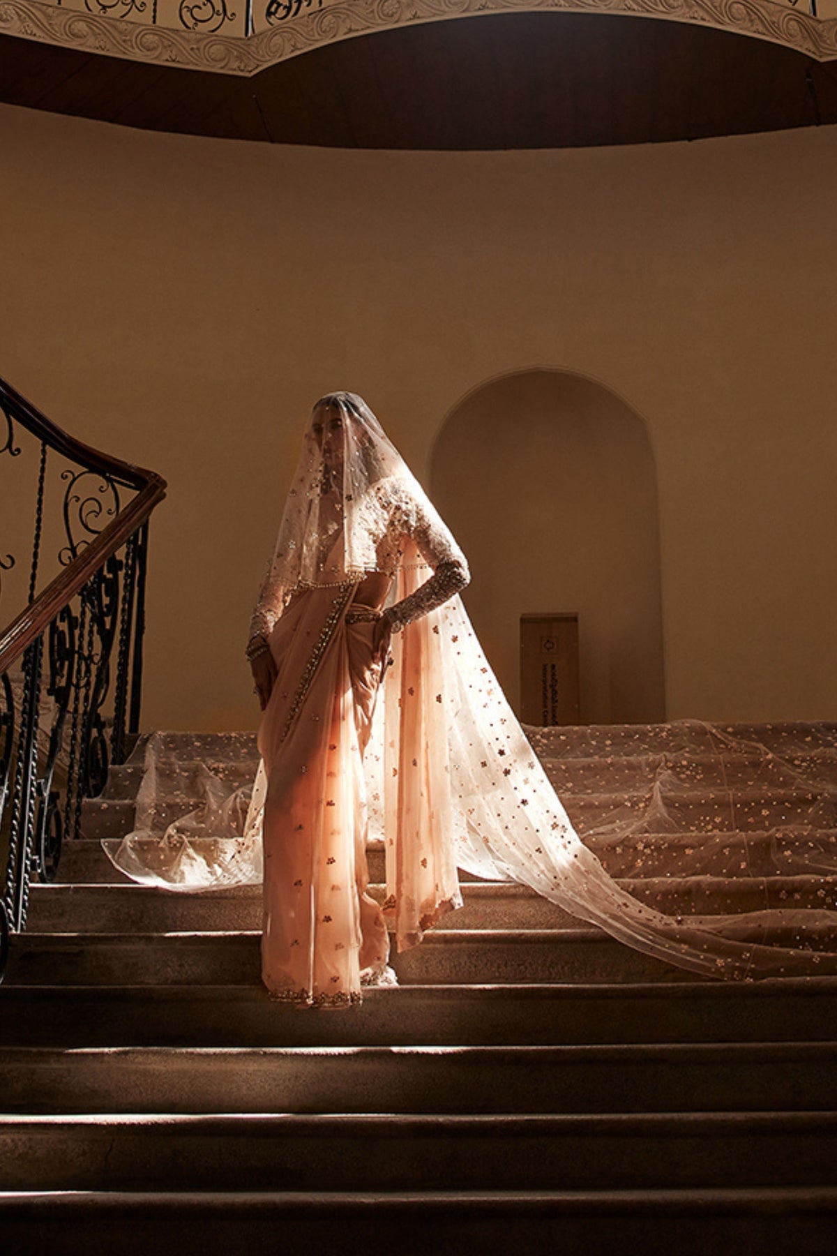 Peach Organza Saree