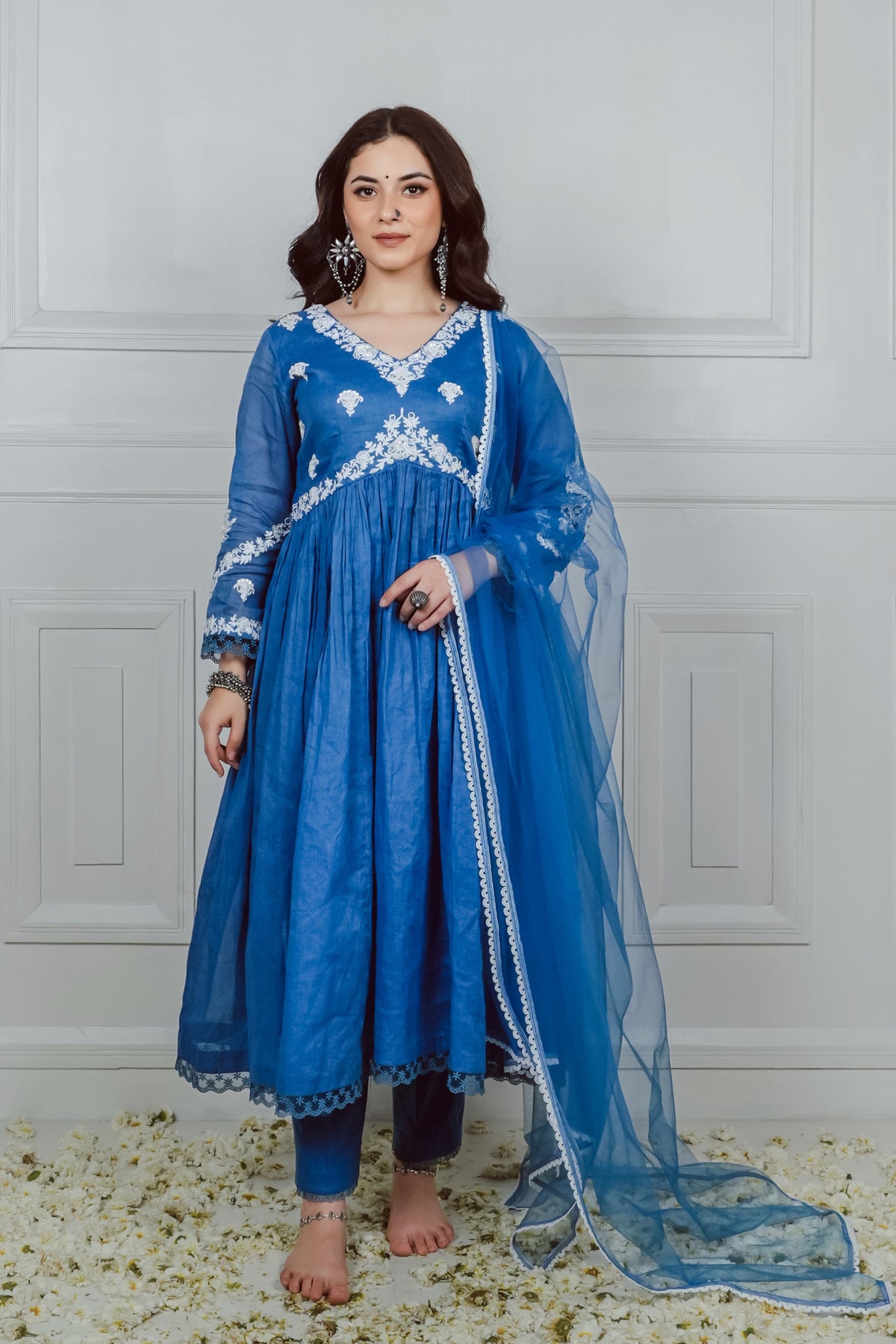 Blue Embroidery Kurta Set