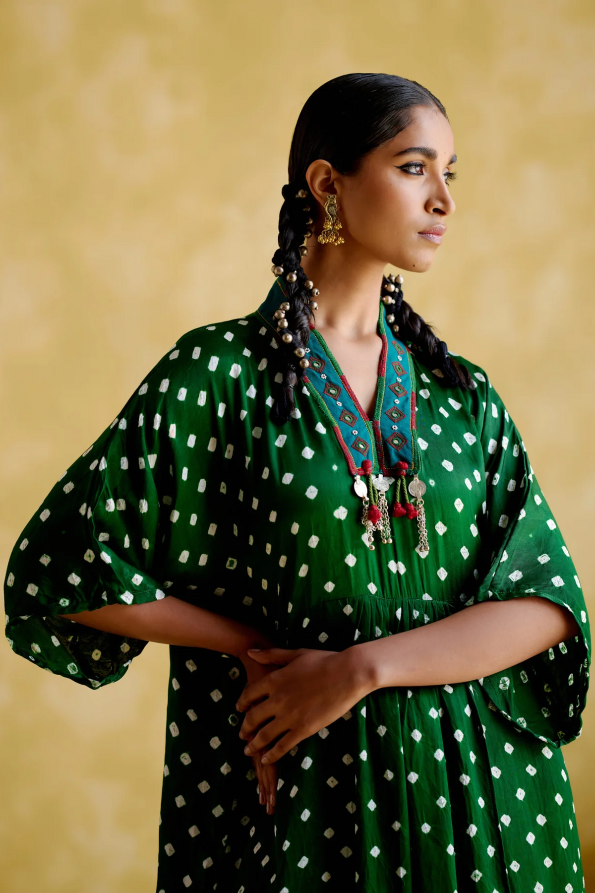 Devadarsana Green Handcrafted Kaftan