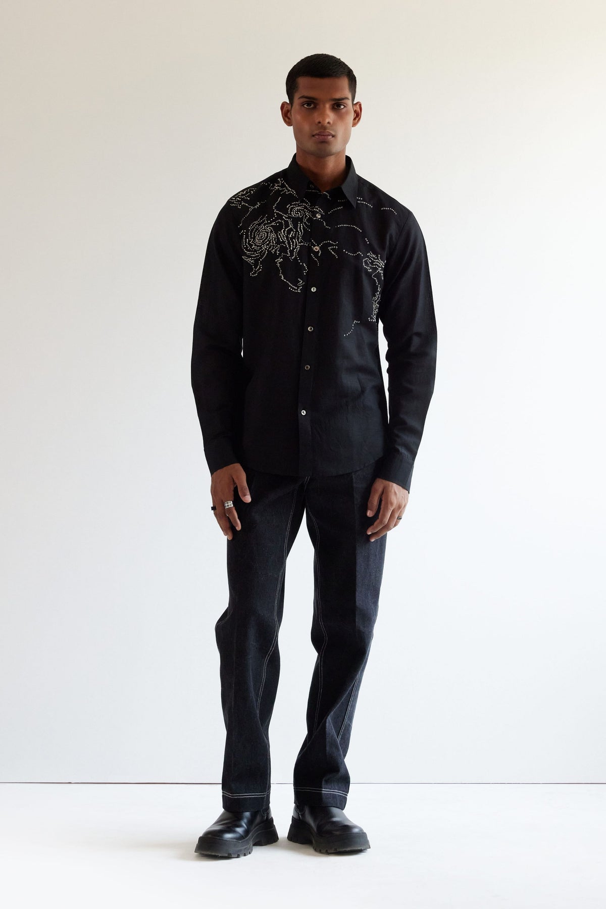 Black Hole Embroidered Shirt