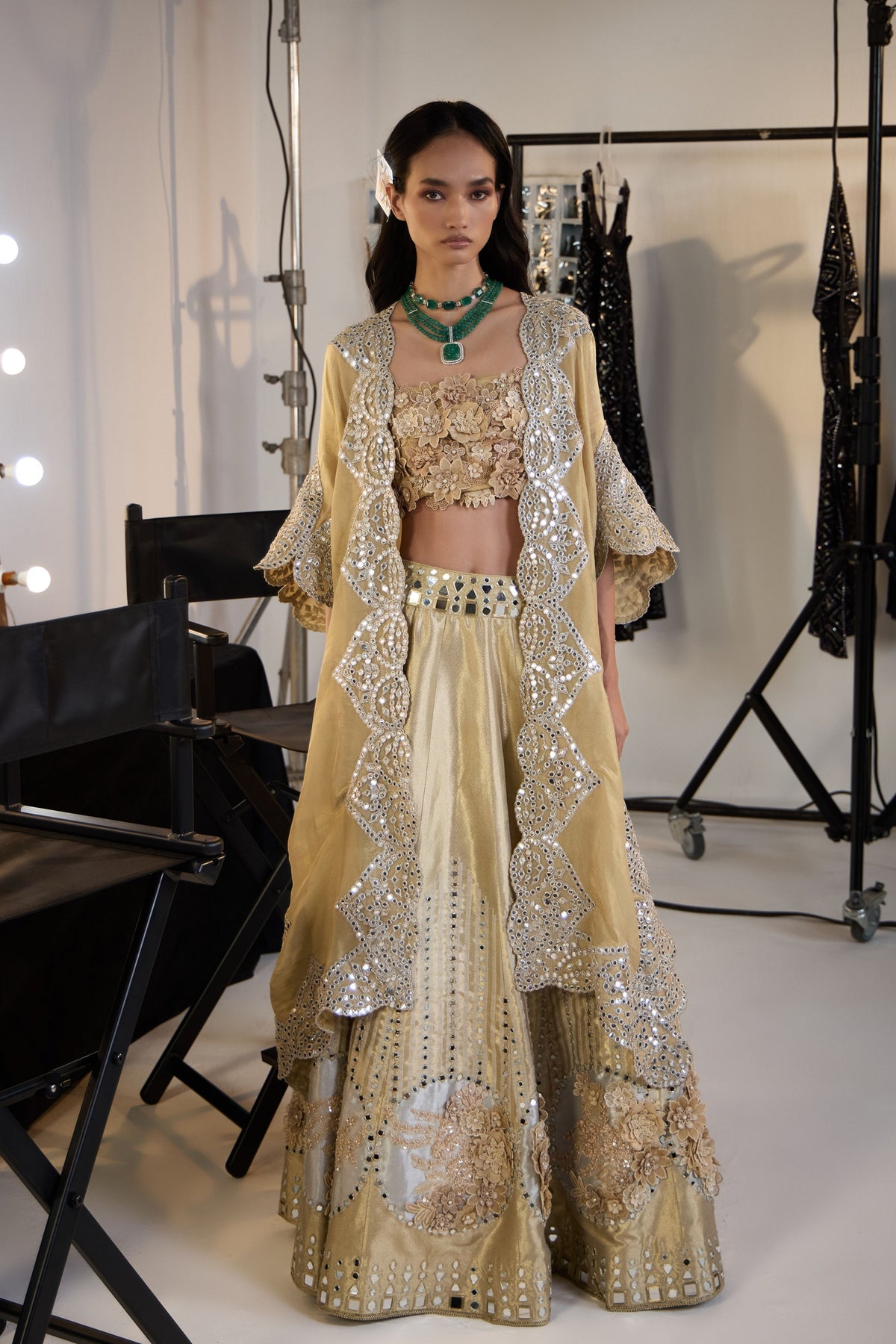 Banarasi Brocade Gold Lehenga Set