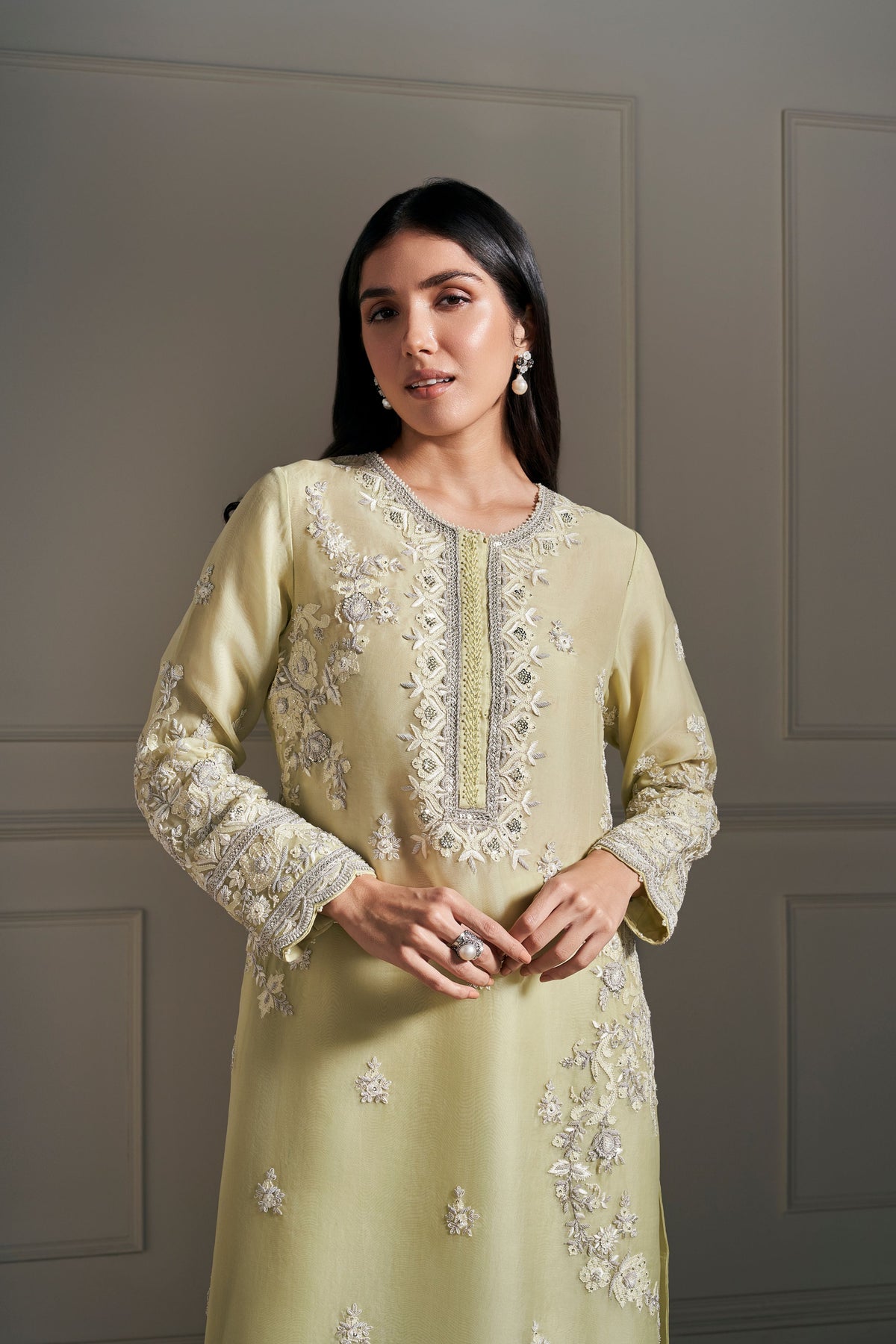 Light Green Embellished Kurta Set